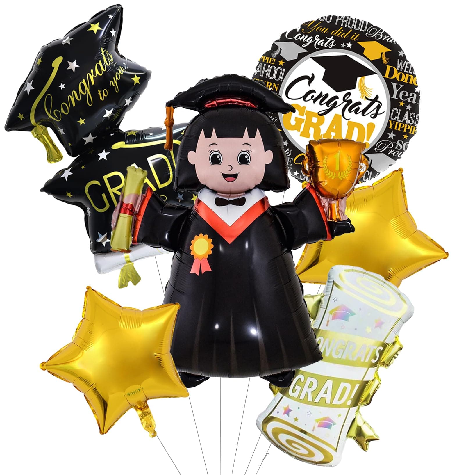 Class of 2024 Graduation Party Supplies Decorations Congrats Balloons for girls graduation decorations memorable grad celebrations -6pcs (girl)