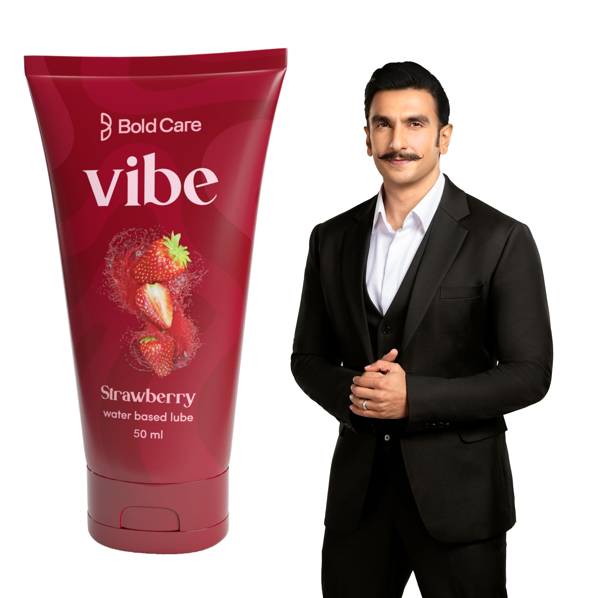 Vibe Strawberry - Personal Lubricant for Men and Women - Premium Strawberry Flavour - Water Based Lube - Skin Friendly, Silicone and Paraben Free - No Side Effects - 50 ml