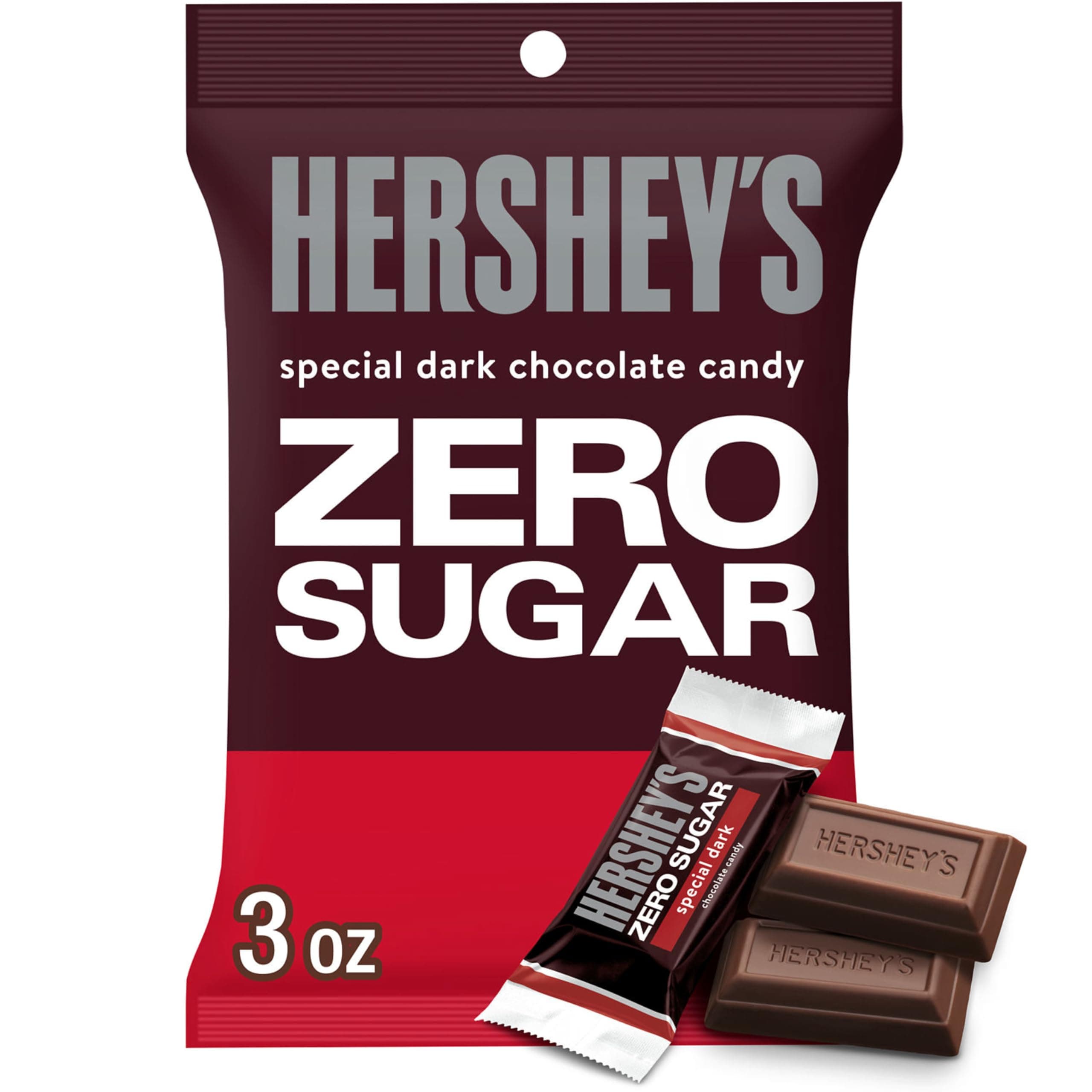 HERSHEY'S SPECIAL DARK Zero Sugar Chocolate Candy Bag, 3 oz