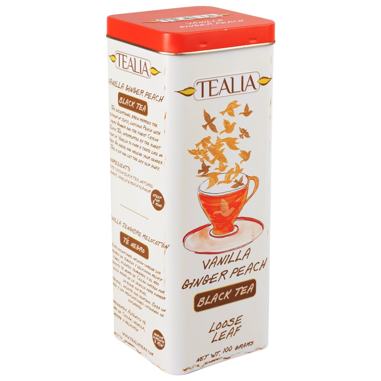 TEALIA Vanilla Ginger Peach Loose Leaf Tea, 100 g