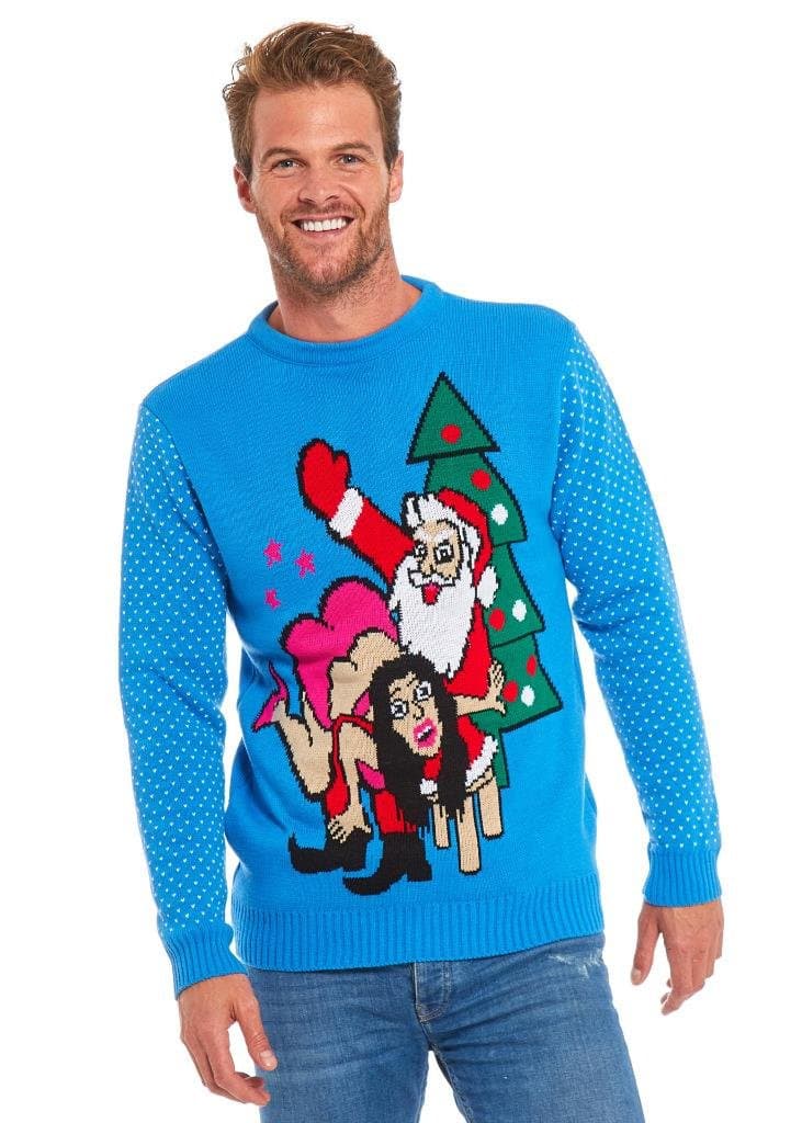 Ugly Christmas Sweater for Women, Funny Chunky Knit Xmas Pullover with Santa Reindeer Snowflake, Festive Fair Isle Crowdneck Long Sleeve Jumper for Party