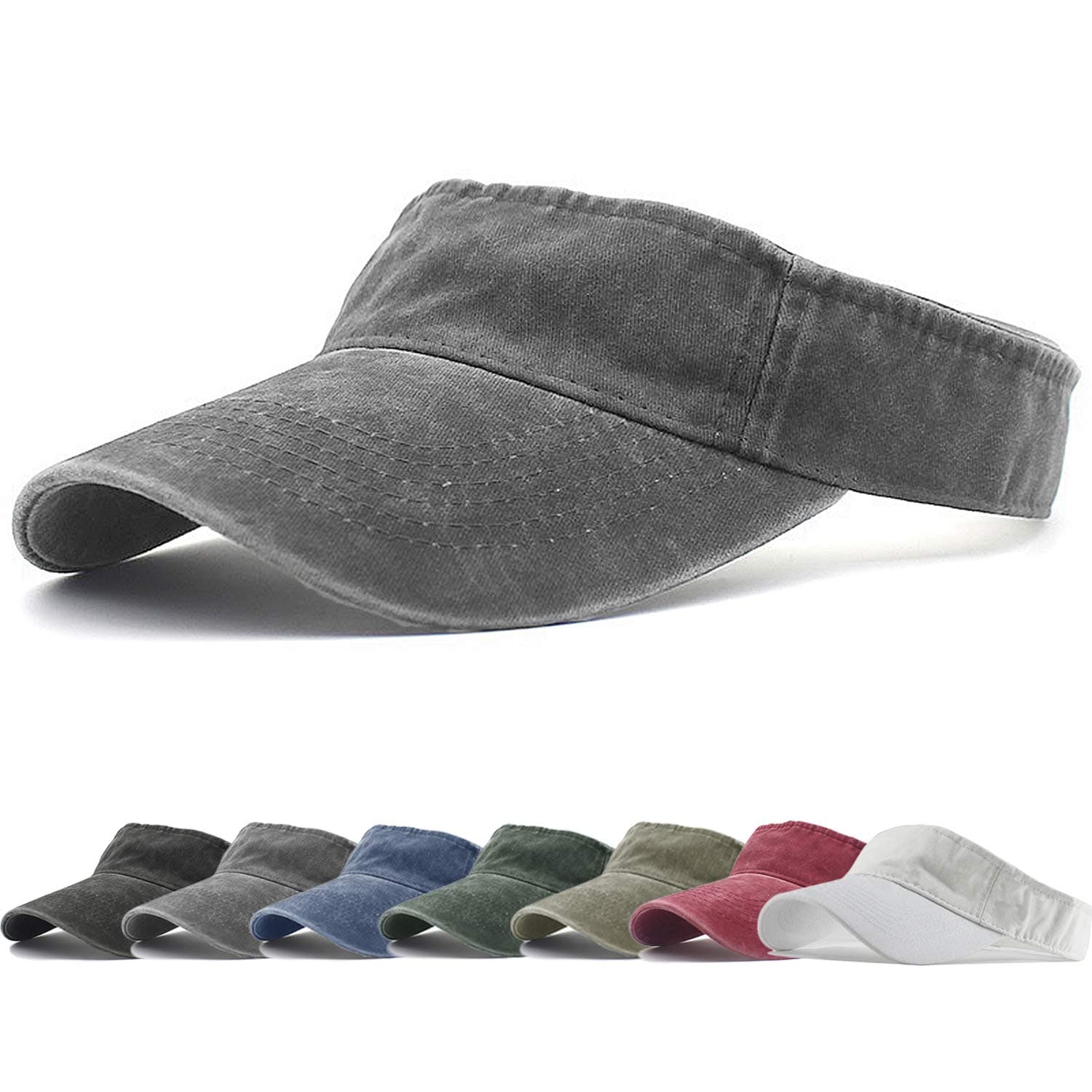 Sports Sun Visor Hats Cotton Twill Ball Adjustable Sun Caps for Men Women, #1 Gray N, One size