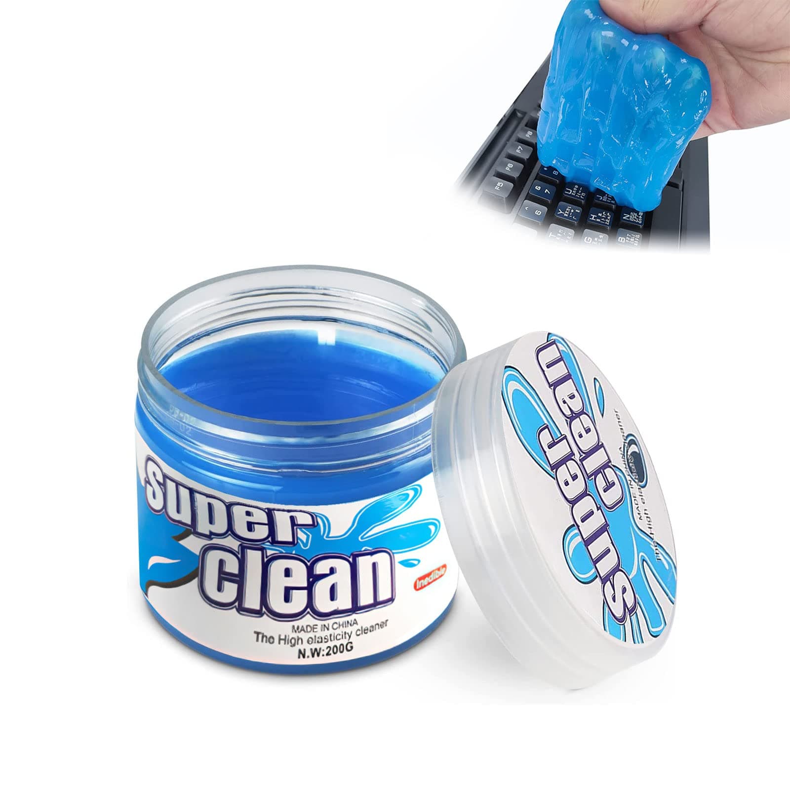 Car Cleaning Gel, 3pcs Car Crevice Cleaner Slime Remove Dust Auto Air Vent Interior Detail Car Universal Cleaning Kit for Car Vents, PC, Laptops, Cameras, Blue(8.5 * 6.2cm)