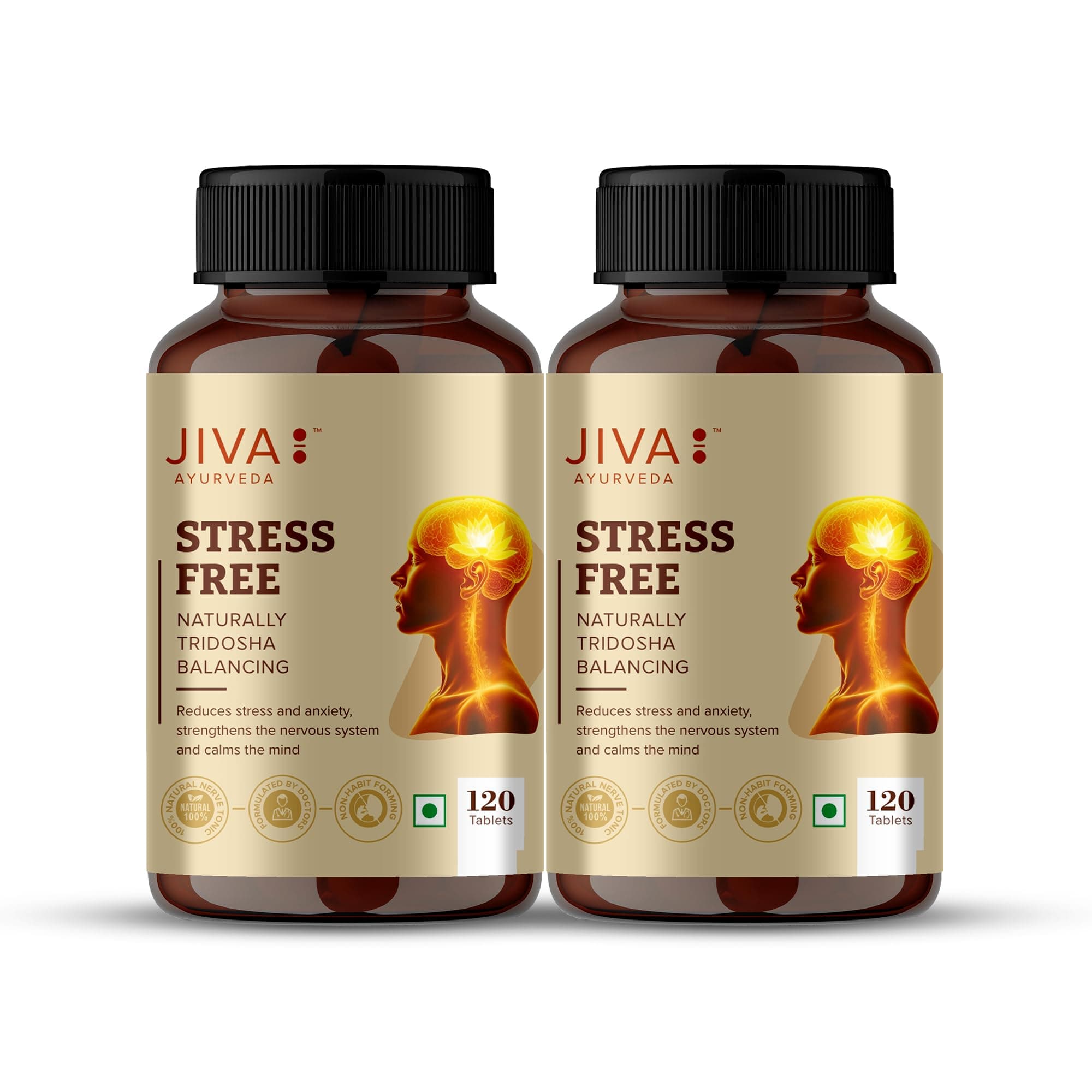 - Jiva Stress-Free Tablets 500mg 240 Tablet | Effective Ayurvedic Treatment for Stress & Anxiety | De-Stress - 120 Tablet (Pack of 2)