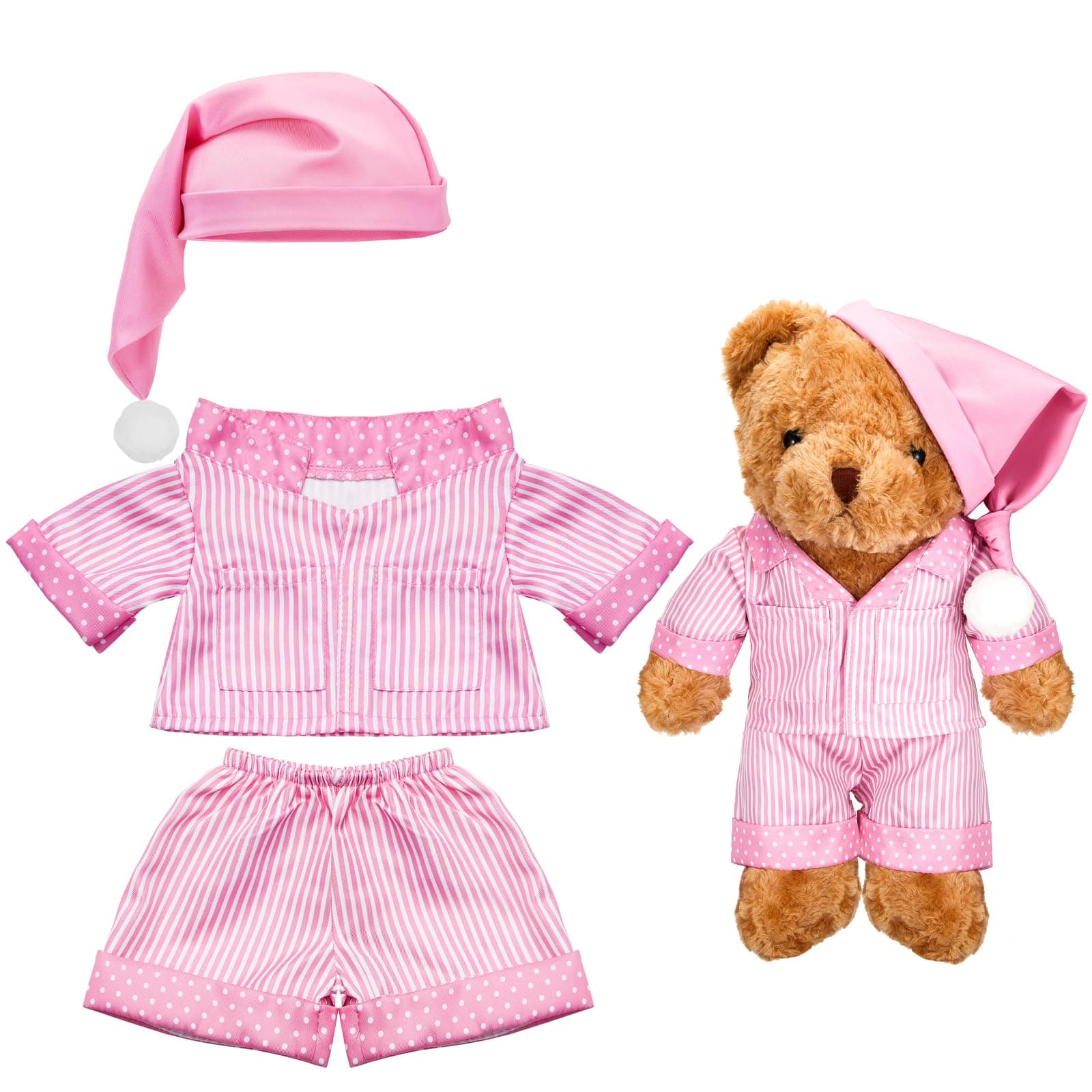Civaner Stripe Bear Clothes Stuffed Animal Clothes 12 -16 Inch Build a Lovely Stuffed Animal Costumes and Accessories Fit, Bear is Not Included(Pink)