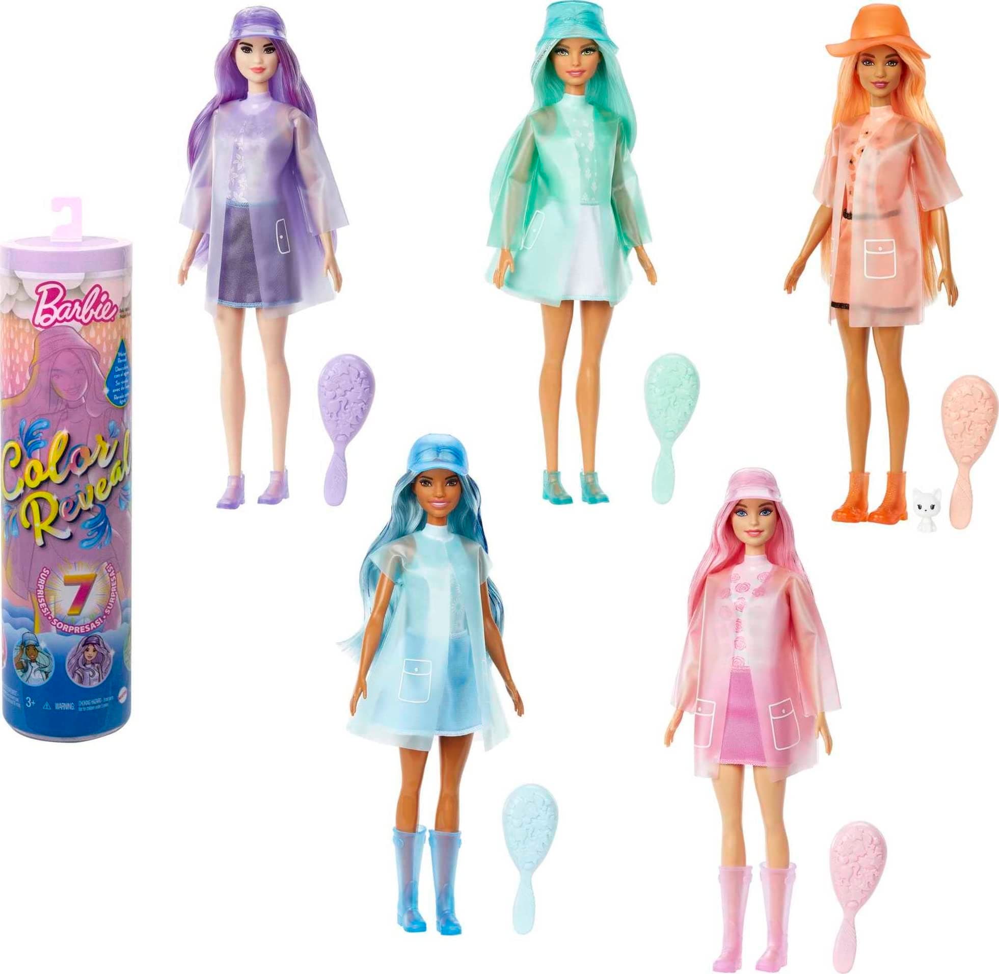 Color Reveal Doll With 7 Unboxing Surprises, Sunshine & Sprinkles Series With Cloud Print & Color Change; Gift For Kids 3 Years & Older, Multicolor