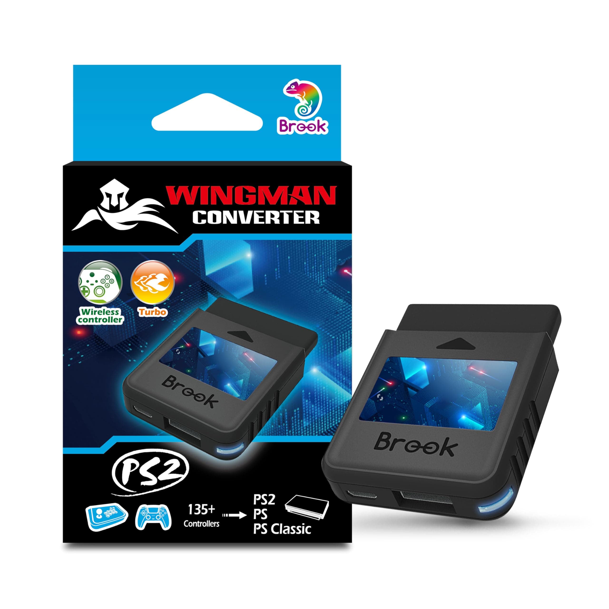 Brook Wingman PS2 Converter - Wireless Version of PS4/3 to PS2/1, Retro Consoles Converter on PS2/ PS1/PS Classic Consoles, for PS Retro Consoles