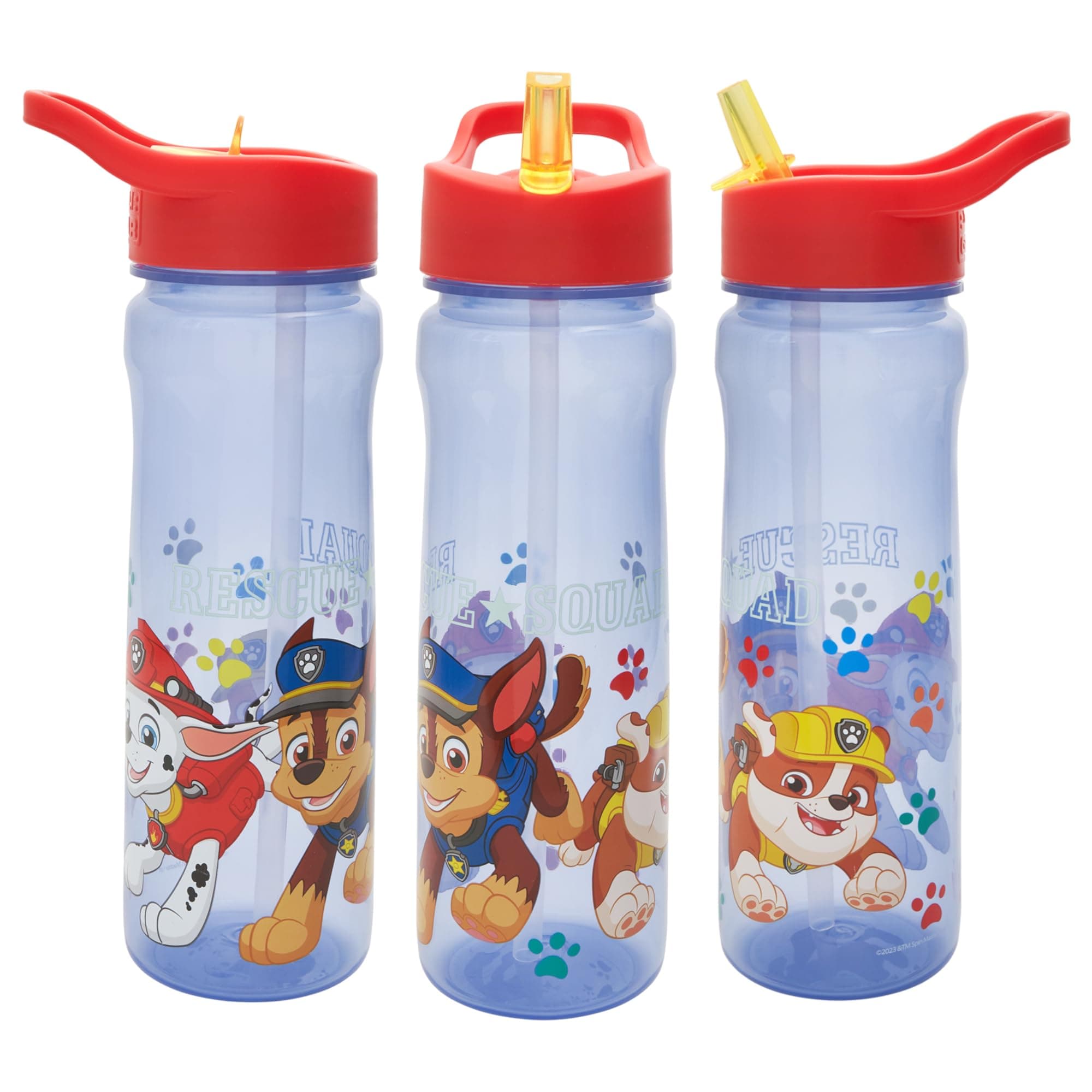 Paw Patrol Water Bottle with Straw – Reusable Kids 600ml PP – in Blue/Red – Official Merchandise by Polar Gear – BPA Free & Recyclable Plastic – for School Nursery Sports Picnic, Multi Colour