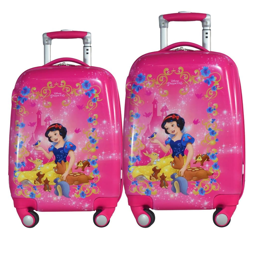 Texas USA Kids Princess Printed Polycarbonate 18 and 22 Inches 4 Wheel Trolley Bag (Pink) - Set of 2