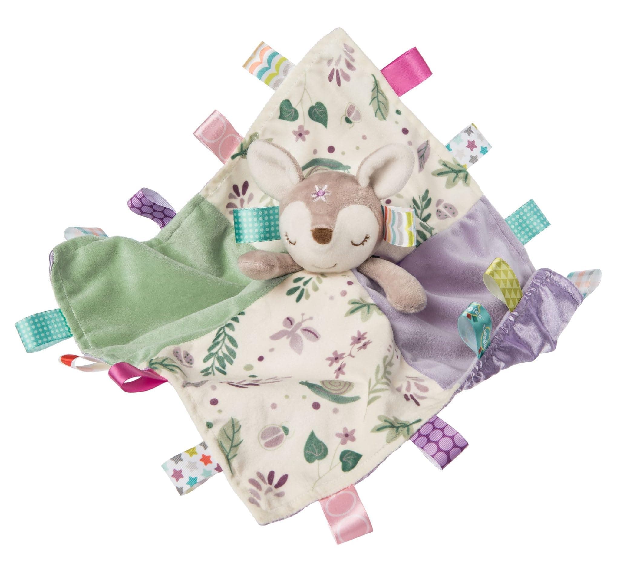 Taggies Soothing Sensory Stuffed Animal Security Blanket, Flora Fawn, 13 x 13-Inches