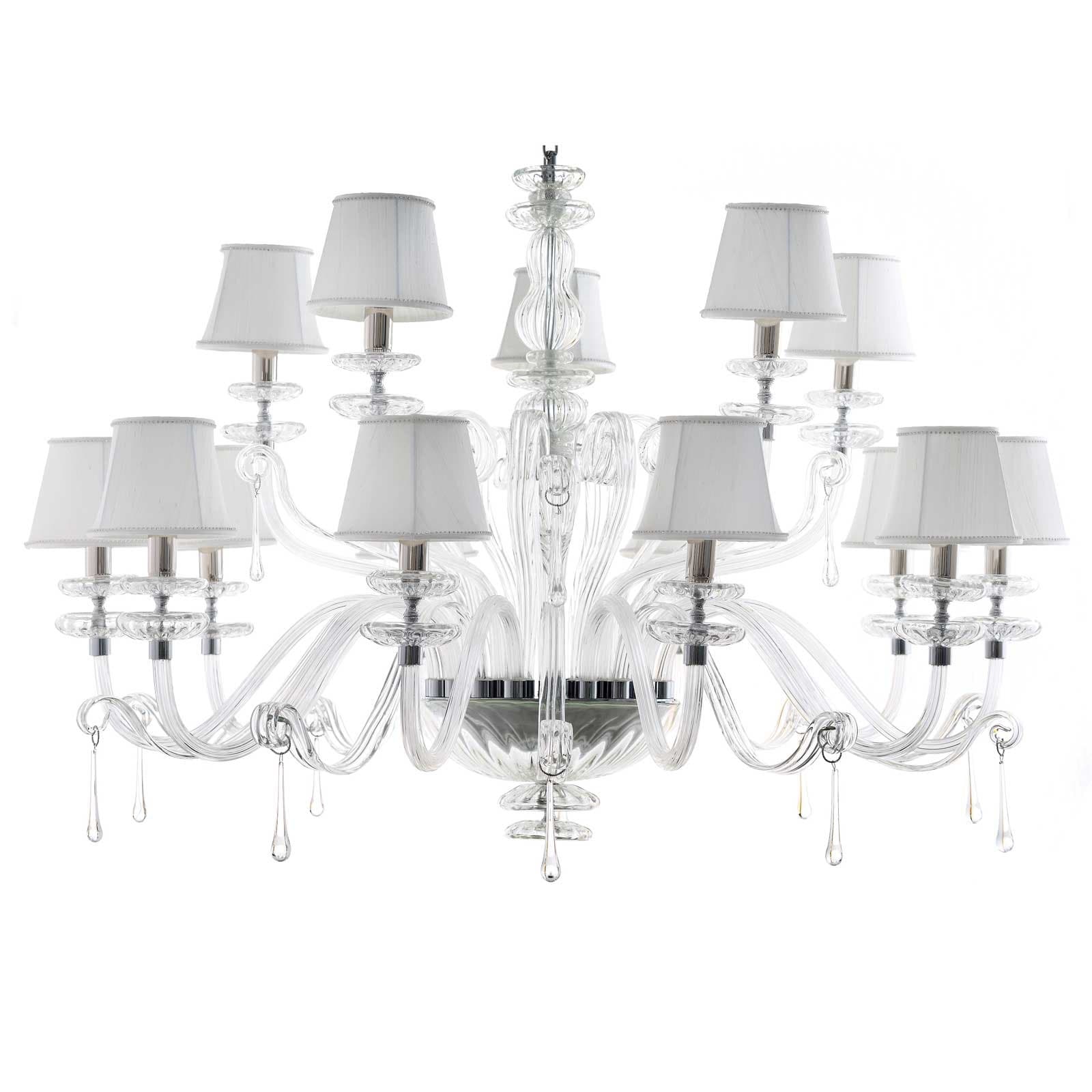 Il PARALUME Mona Marina Murano Glass Crystal Chandelier in Polished Nickel | Hand Made in Italy | Luster