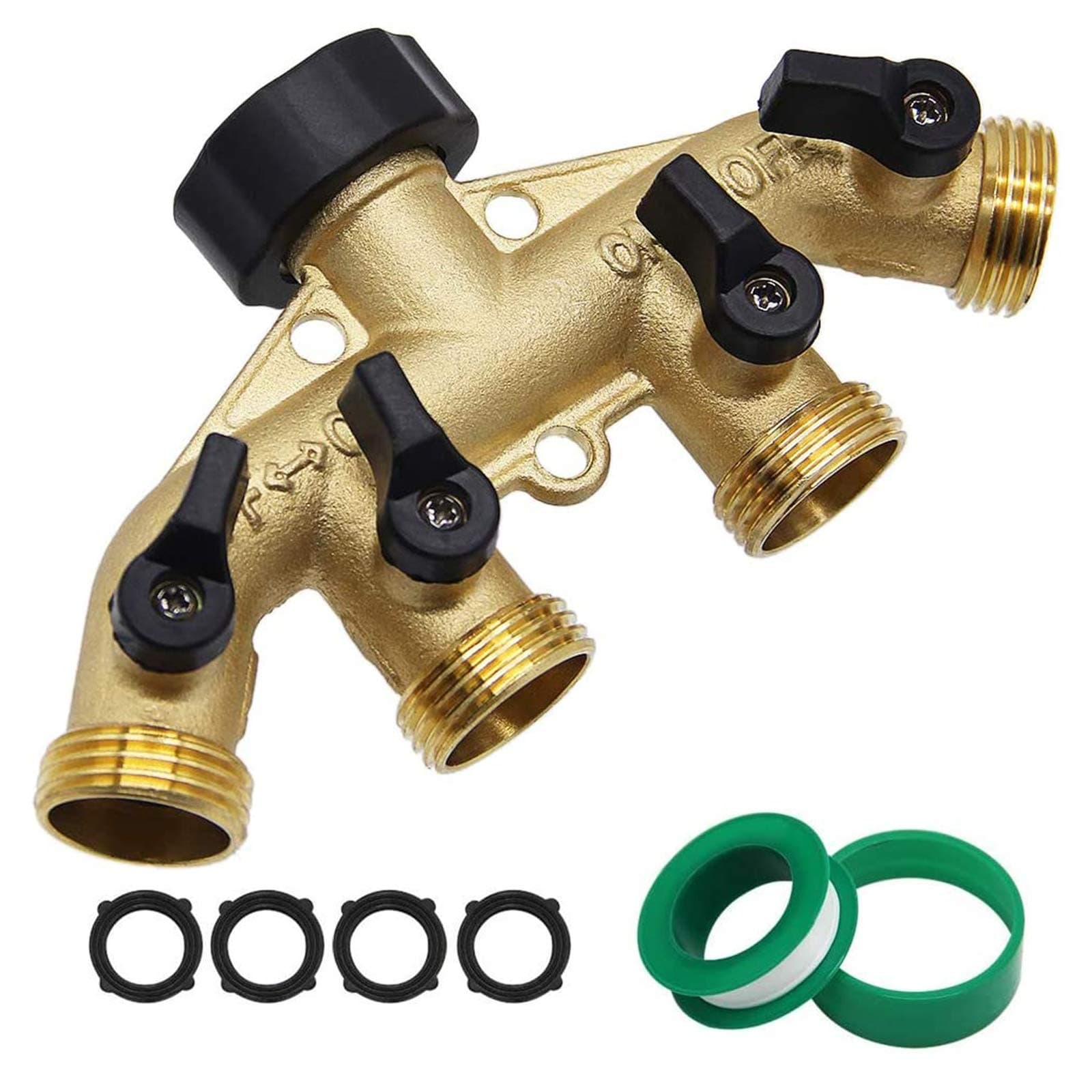 4 Way Brass Garden Hose Splitter