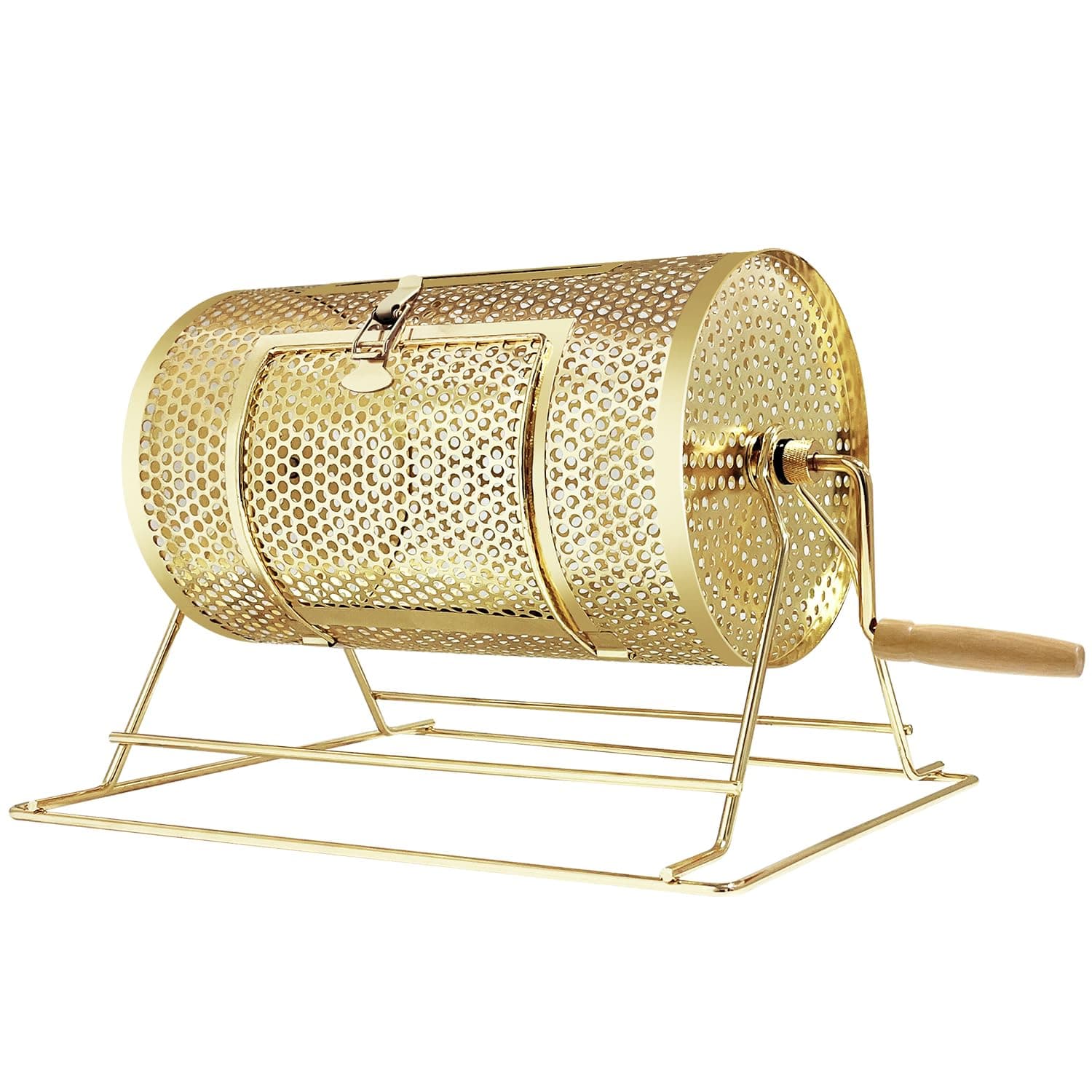 Raffle Drum, Professional Brass Plated Raffle Ticket Spinning Cage with Wooden Turning Handle, Large Capacity Holds 5000 Tickets, Raffle Balls (Not Included)