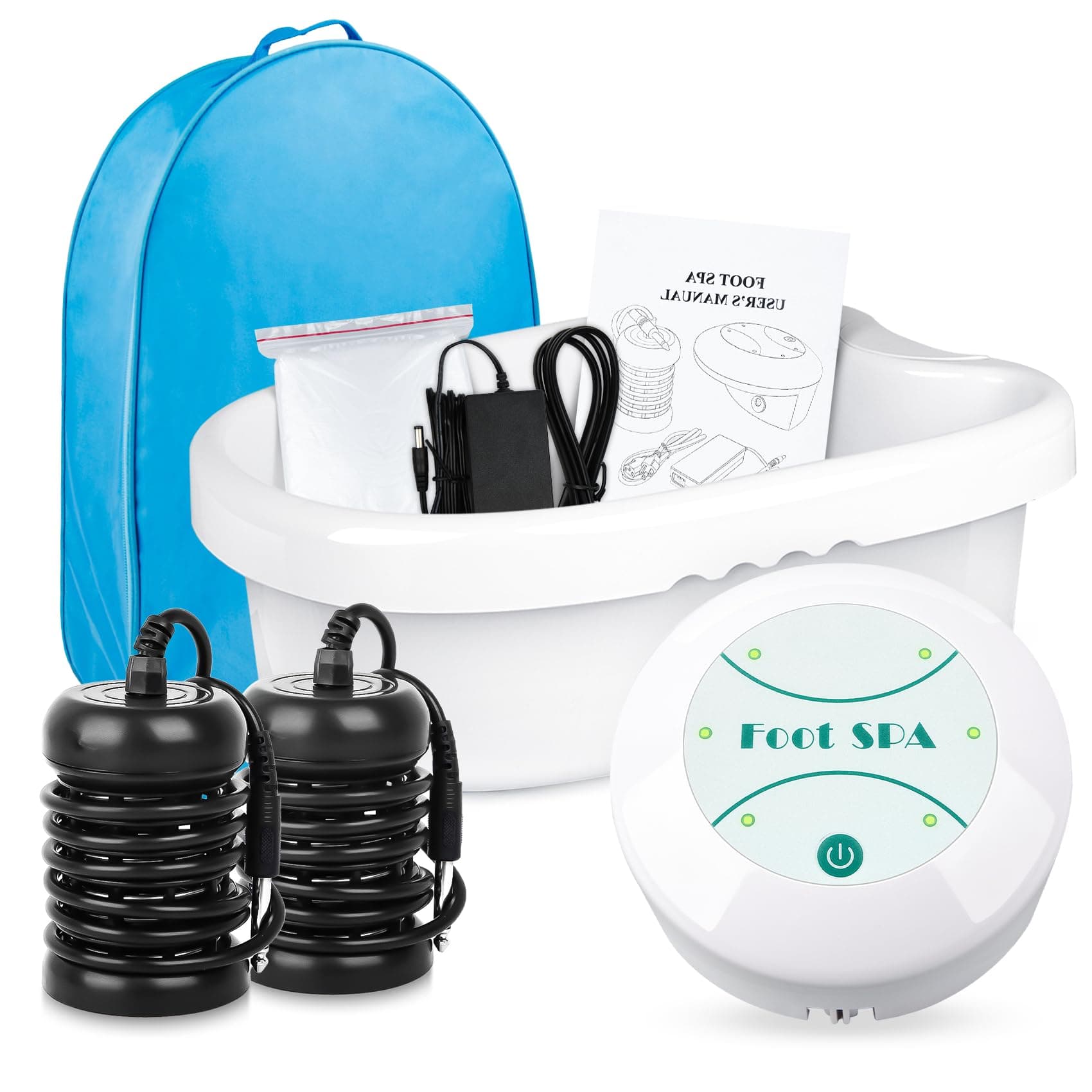 Ionic Foot Bath Detox Machine, Portable Foot Detox Machine Ion Cleanse Bath System with Stroage Bag, 100 Spa Liners, Spa at Home Detox