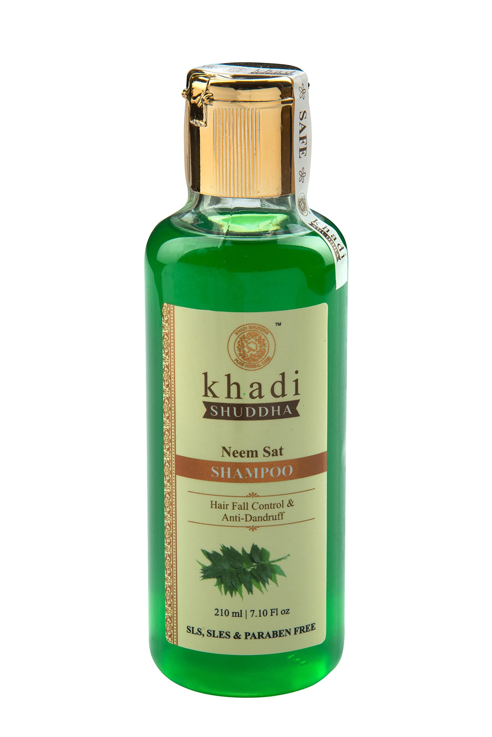 Khadi Shuddha Neem sat shampoo Hair Fall Control & Anti Dandruff (SLS, SLES & PARABEN FREE), green, 210 ml