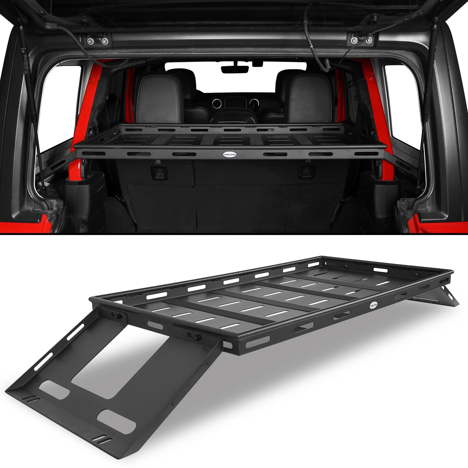 Rear Trunk Cargo Rack Basket Tray for 2007-2026 Jeep Wrangler JK JL 4-Door Hardtops, Sturdy Steel Shelf for Camping Trip Gear