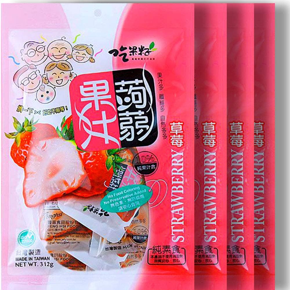 Fat free Squeezed konjac Fruit Jelly (Strawberry, 4 Packs)