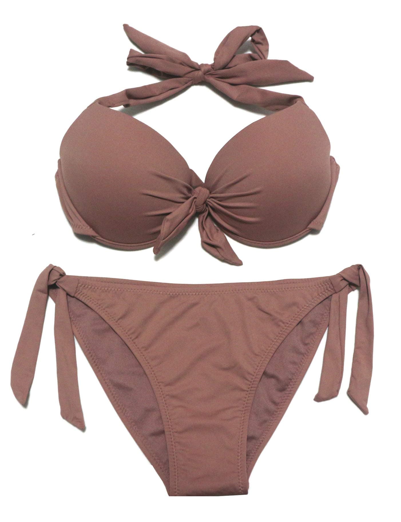 EONAR Womens Removable Padded Push Up Bikini Set Tie Side Swimsuit Swimwear