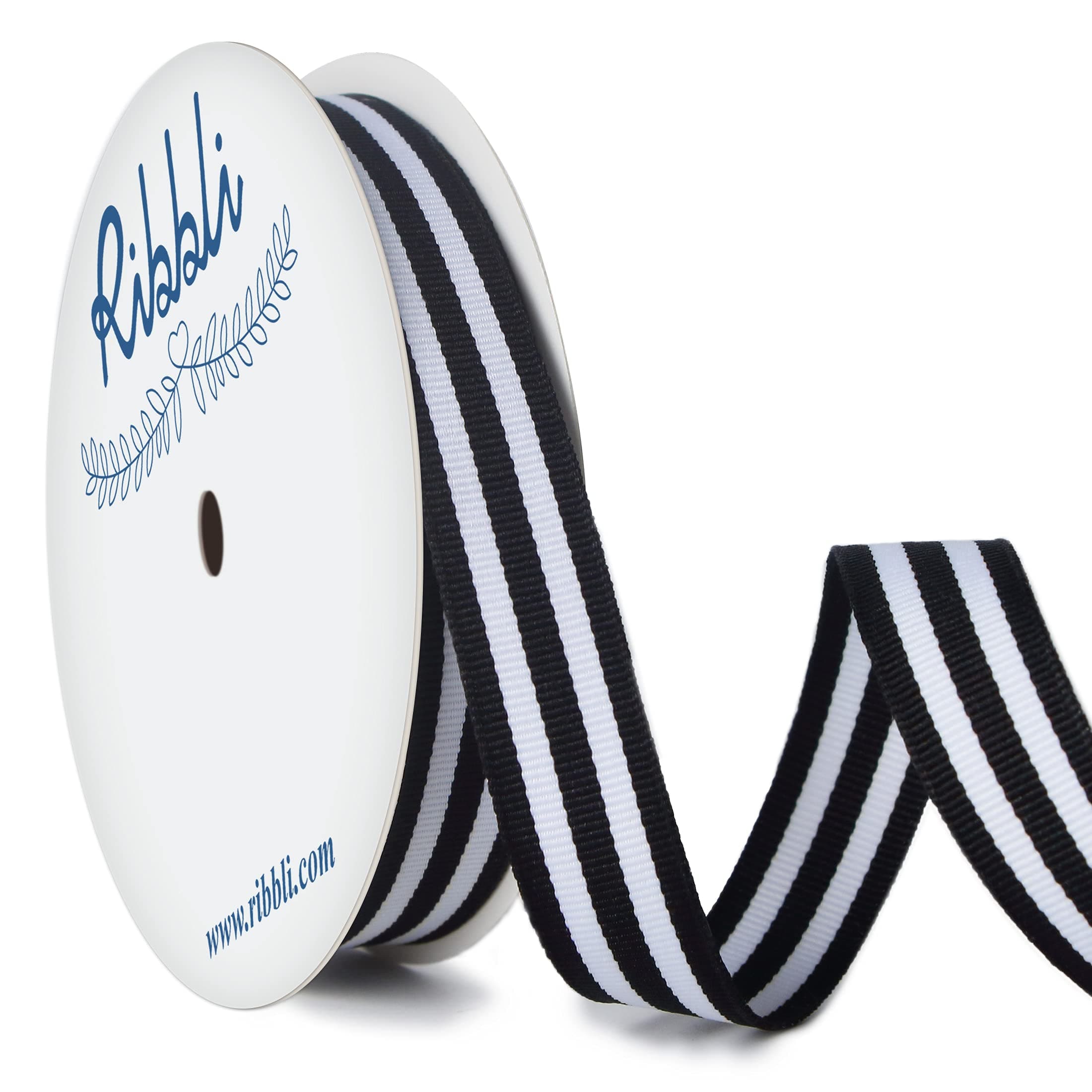 Ribbli Black and White Striped Grosgrain Ribbon,5/8-Inch x10-Yard,Use for Gift Wrapping,Party Decoration,All Crafting and Sewing