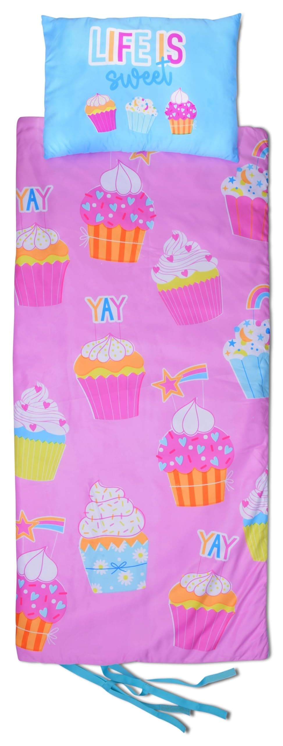 iscream Cozy Sleeping Bag and Pillow Case Set for Kids - Pretty in Print Collection
