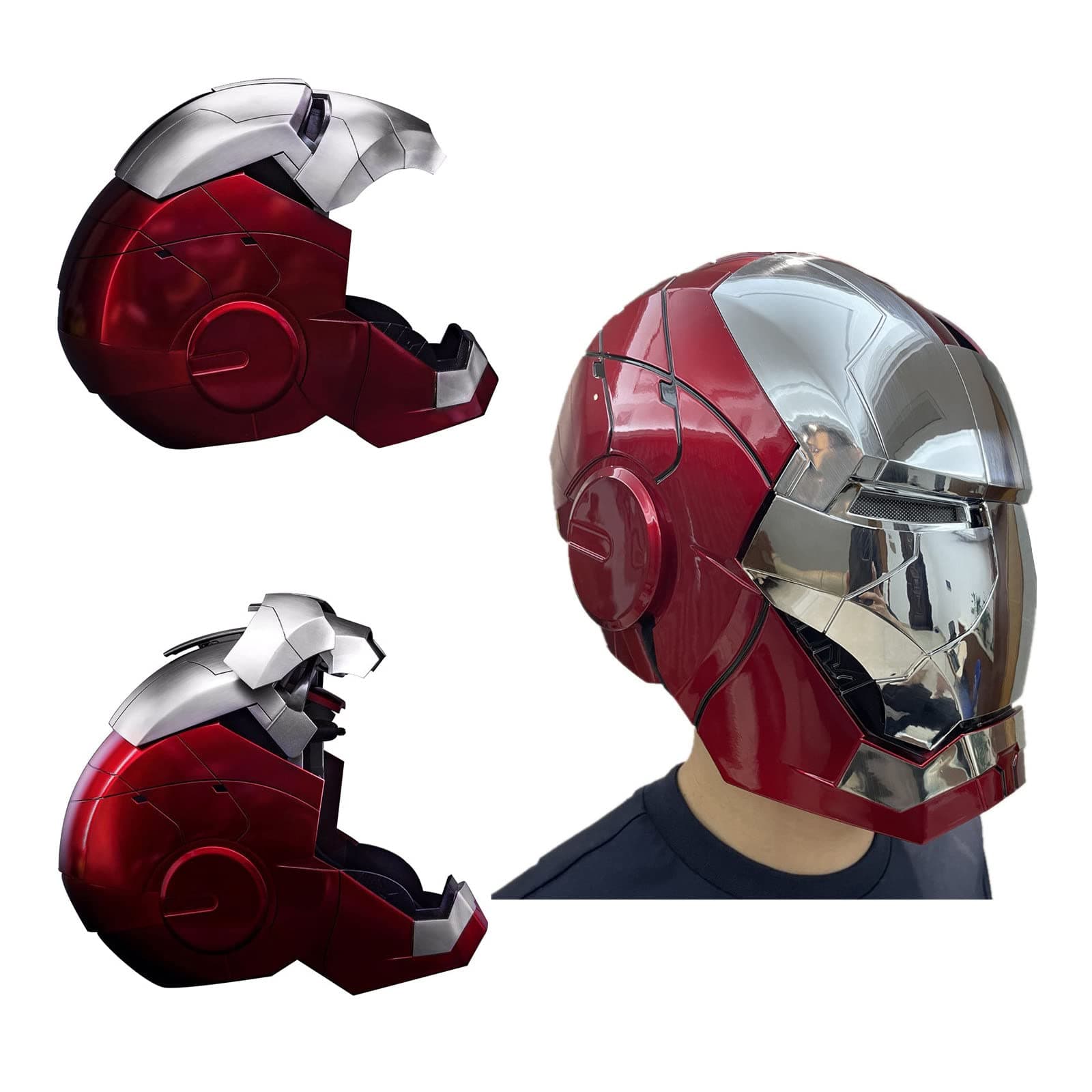 Cos Play Iron Man Helmet Mk5 1:1 Wearable Marvel Superhero Helmet English Voice Control, Electric Opening and Closing Iron Man Mask with Touch Sensor, Avengers Movie Role-playing Halloween