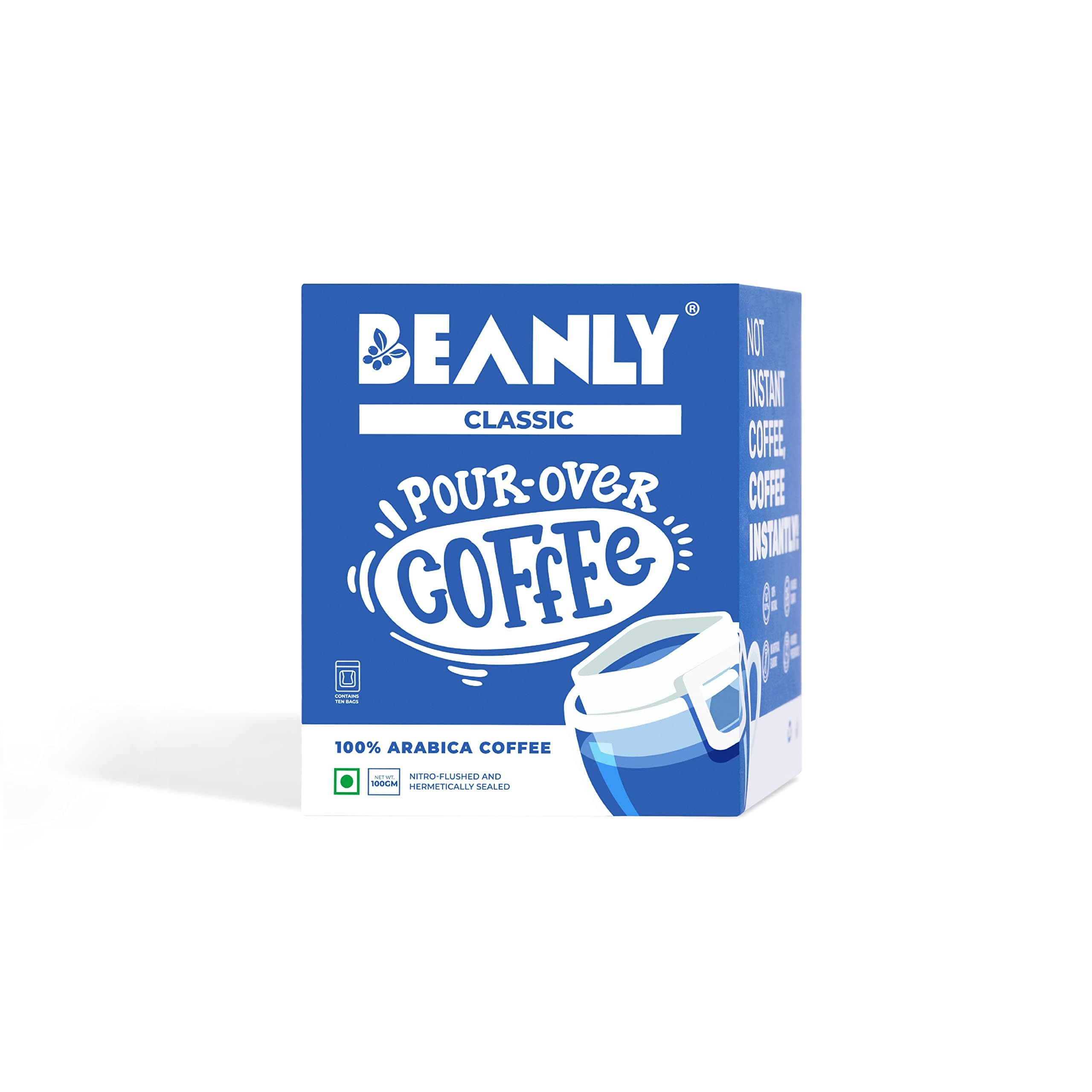 Beanly Pour Over Coffee (Classic) | Arabica Coffee | Medium Roast | No Equipment Required - Pack of 10