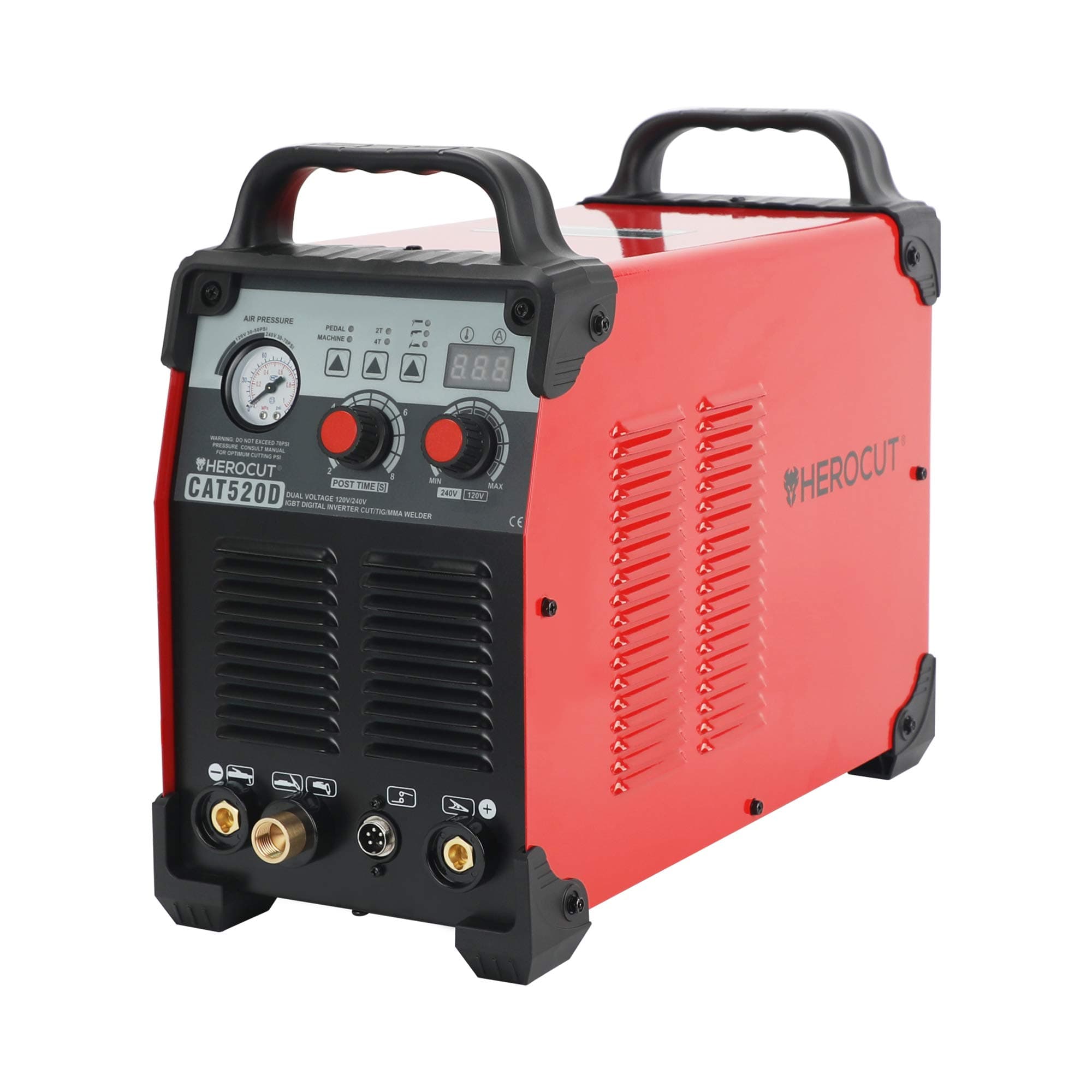 Plasma Cutter, HeroCut Digital CAT520D Dual Voltage 110/220v HF Arc Starting Plasma/Tig/Stick Welder 3 in 1 Combo Inverter Welding Machine, 12mm Clean Cut, 16mm Servance Cut #50Amps 65PSI (CAT520D)