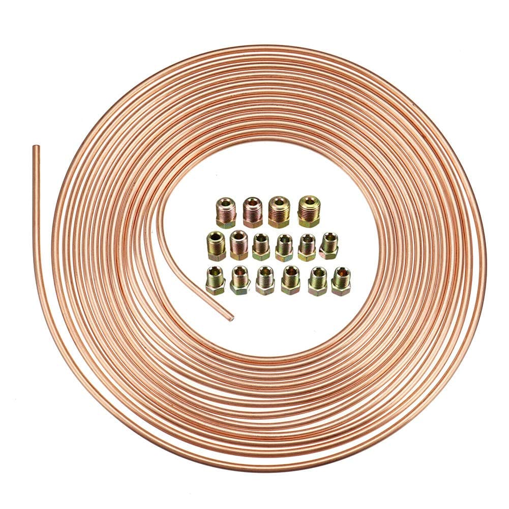 3/16"(4.75 mm) x 25ft Brake Line Tubing Kit, Brake Pipe Fuel/Transmission Line Tubing Coil with Fittings