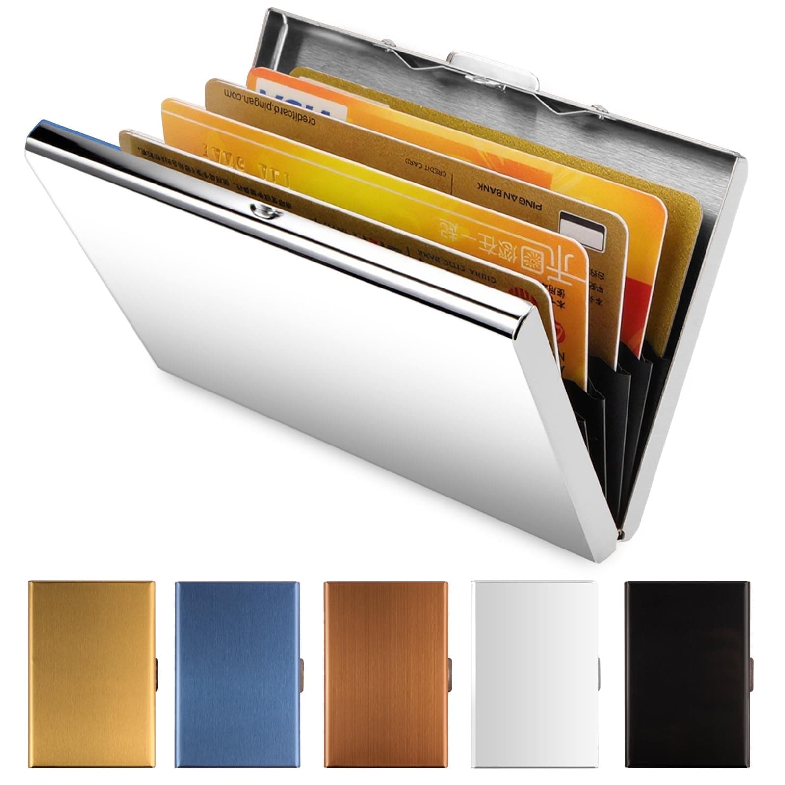 Metal Card Holder Wallet,Ultra Thin Stainless Steel Metal Wallets RFID Blocking Credit Card Wallet Holder for Men & Women,Best Card Protector (Silver)