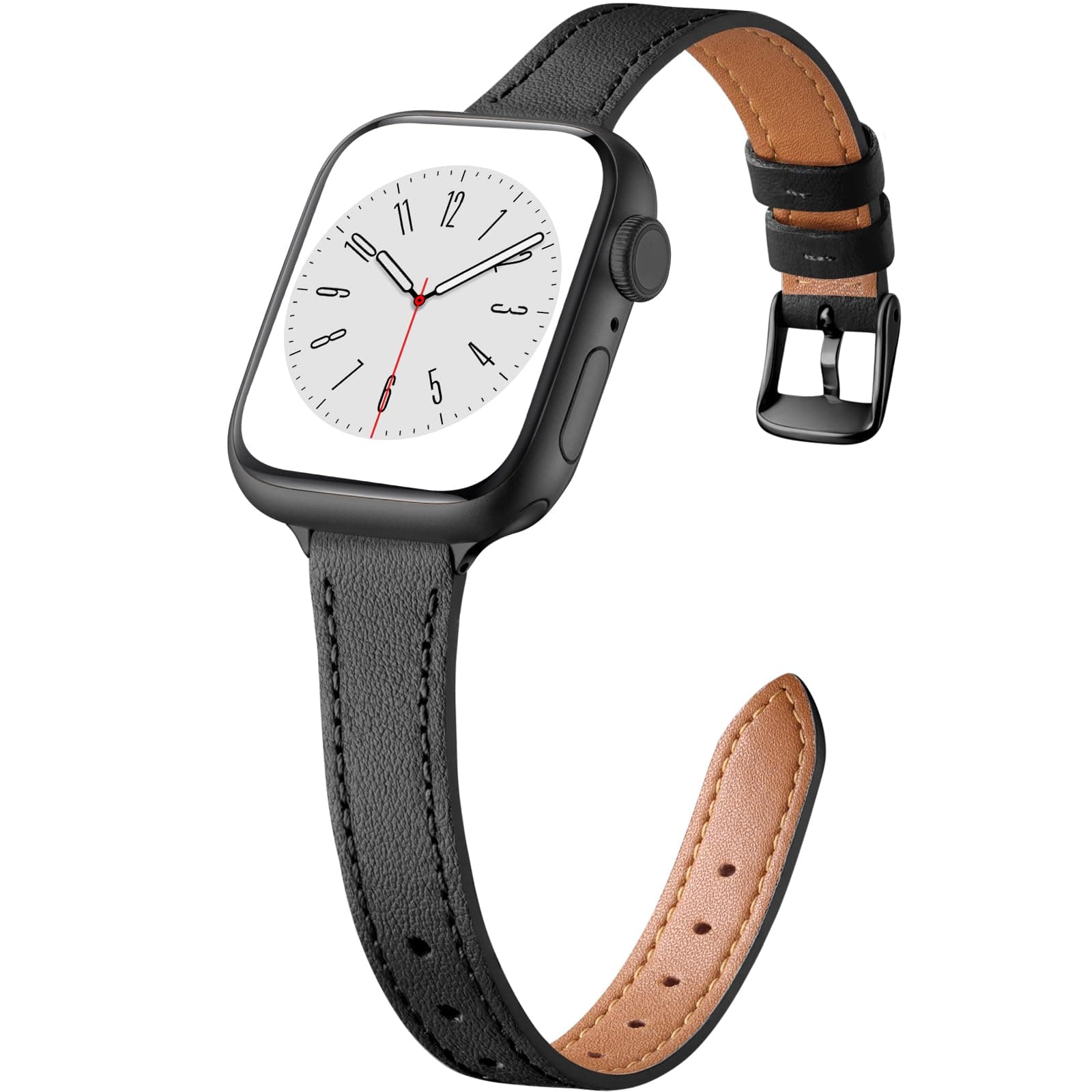Charlam Slim Leather Band Compatible with Apple Watch Bands for Women 40mm 38mm 41mm 42mm 44mm 45mm 46mm, Top Grain Genuine Leather Strap Thin Wristband for iWatch Series 11 10 SE 9 8 7 6 5 4 3 2 1