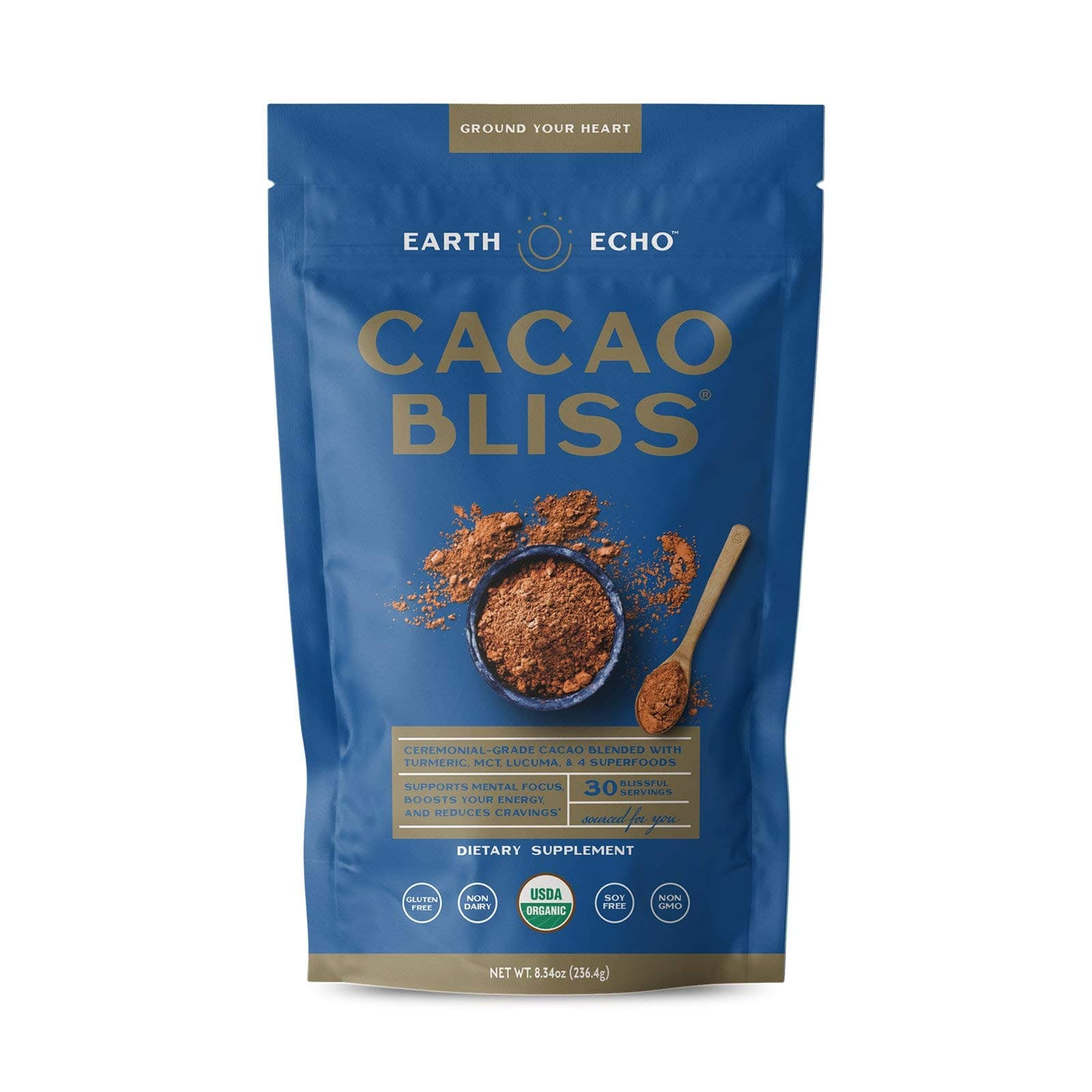 Cacao Bliss Organic Superfood Supplement Powder - 30 Day Supply-Raw Cacao, Boosts Metabolism, Support brain health and mental focus, Reduces Cravings: Vegan, Vegetarian, Paleo, Keto friendly, Soy free