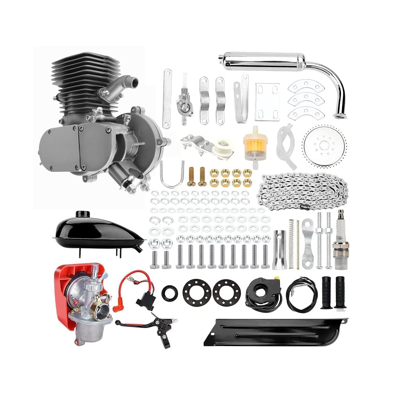Bicycle Motor Kit 100cc 2 Stroke Gas Bike Engine Kit, Motorized Bicycle Engine Kit for 26" 28" V Frame Bicycle