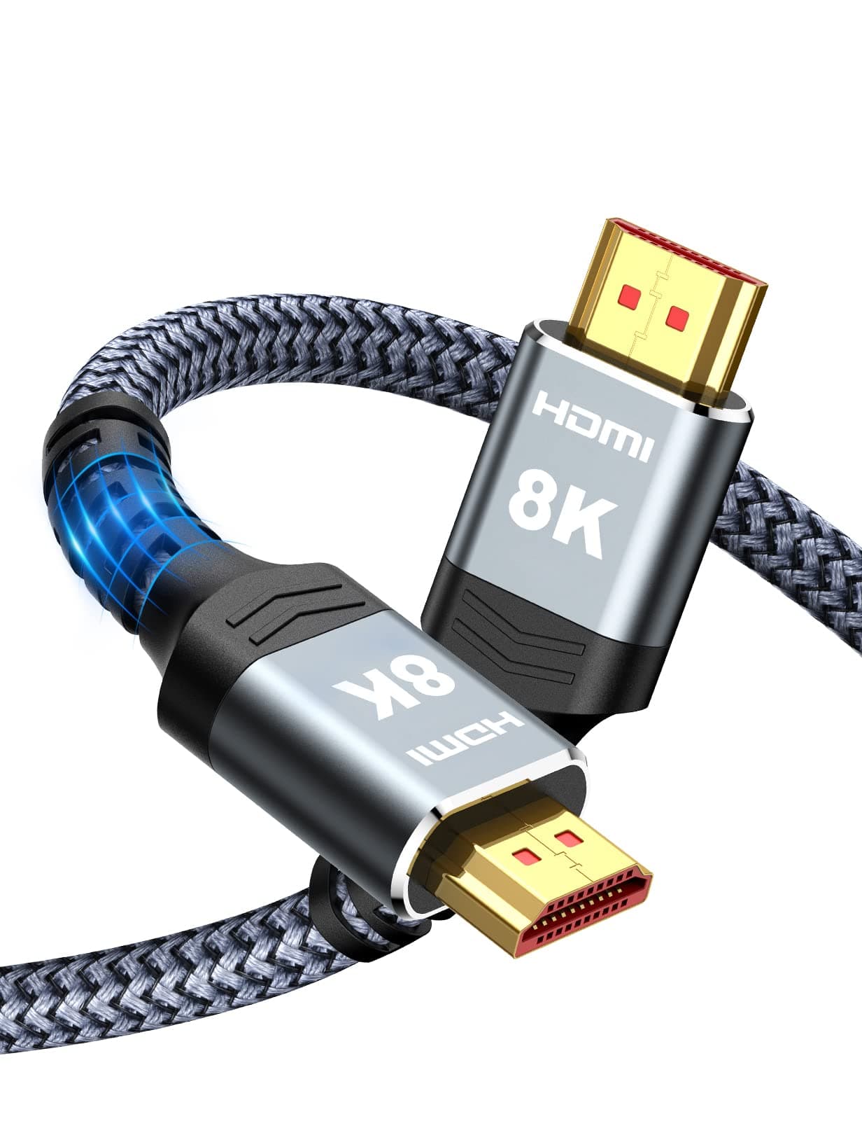 Highwings 8K@60 2.1 Long HDMI Cable 35FT, Ultra 48Gbps High Speed HDMI Braided Nylon 4K120 144Hz eARC HDR Compatible for PS5 and Monitor