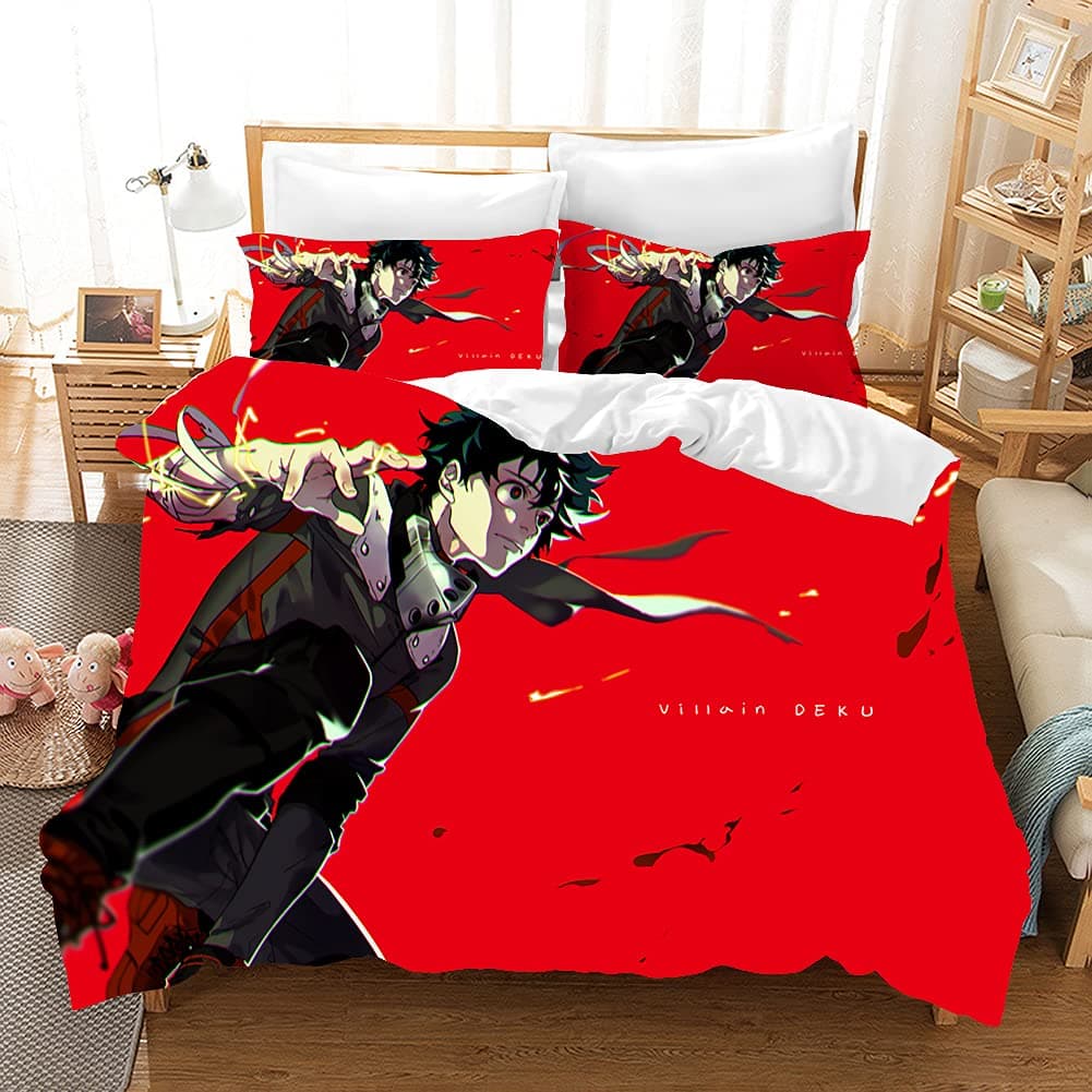 PTNQAZ Anime My Hero Academia Bedding Set Kids Children Duvet Covers Sets With Pillowcases Cartoon Home Textile Decor Bedclothes Bed Linen For Boys (NO Sheet) (Double)
