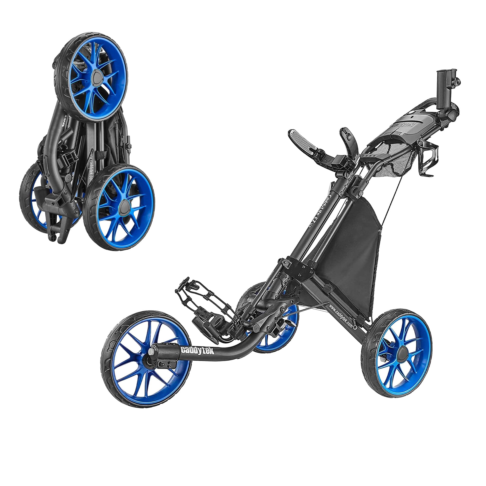 CaddyTek Caddylite EZ V8 EZ-Fold Golftrolley mit 3 Rdern, zum Schieben, zusammenklappbar