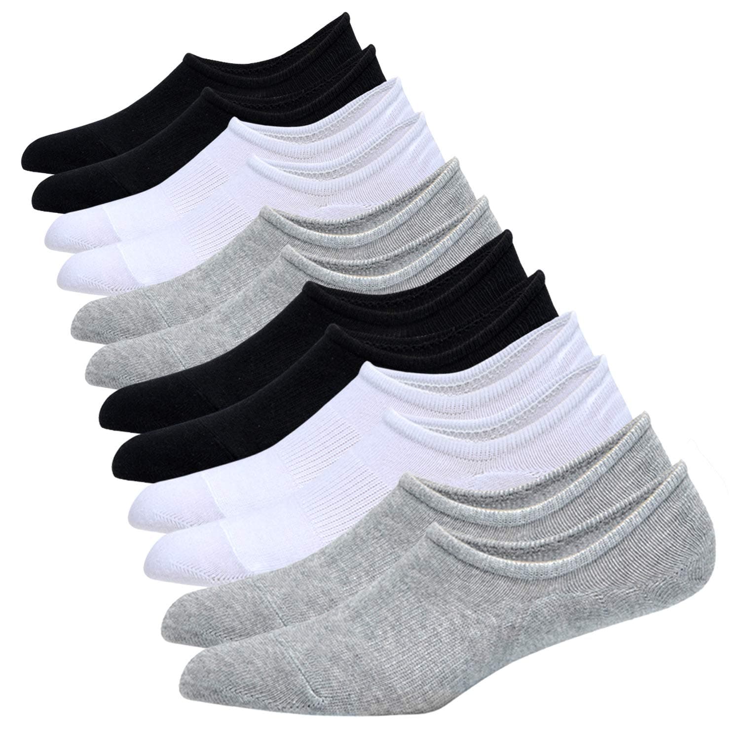 Mens No Show Socks Cotton Low Cut Ankle Short Casual Socks Men With Non-Slip Grips, 6/8/12 Pairs