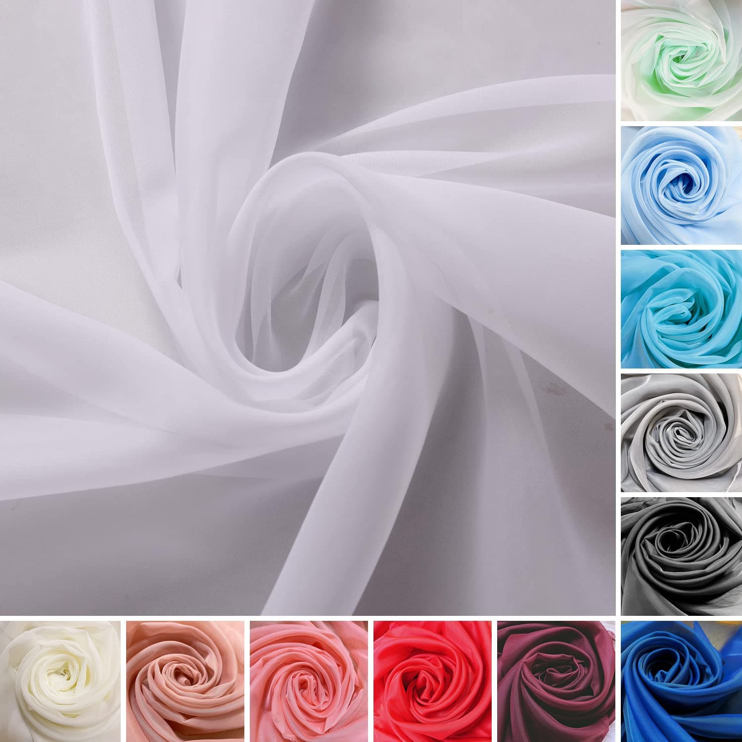 Wedding Voile Fabric 58 Inches Wide DIY Material (Snow White, 5 Meters Long)