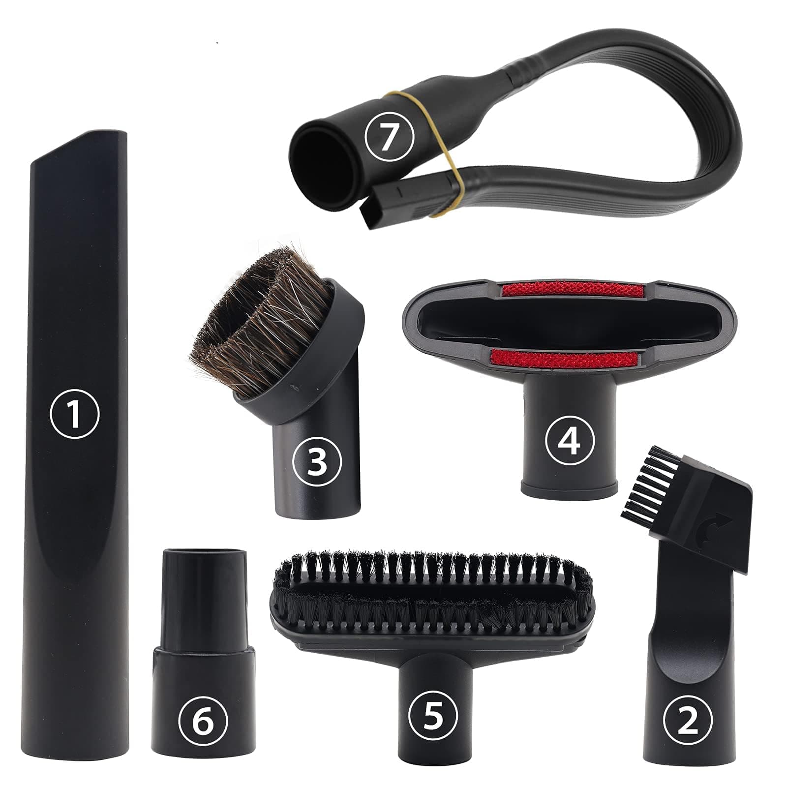Vacuum Attachments Accessories, 1 1/4 inch Vacuum Cleaner Tools Kit Vacuum Dusty Brush with 32mm (1 1/4) inch & 35mm (1 3/8) inch Standard Hose Adapter, 7 Pack