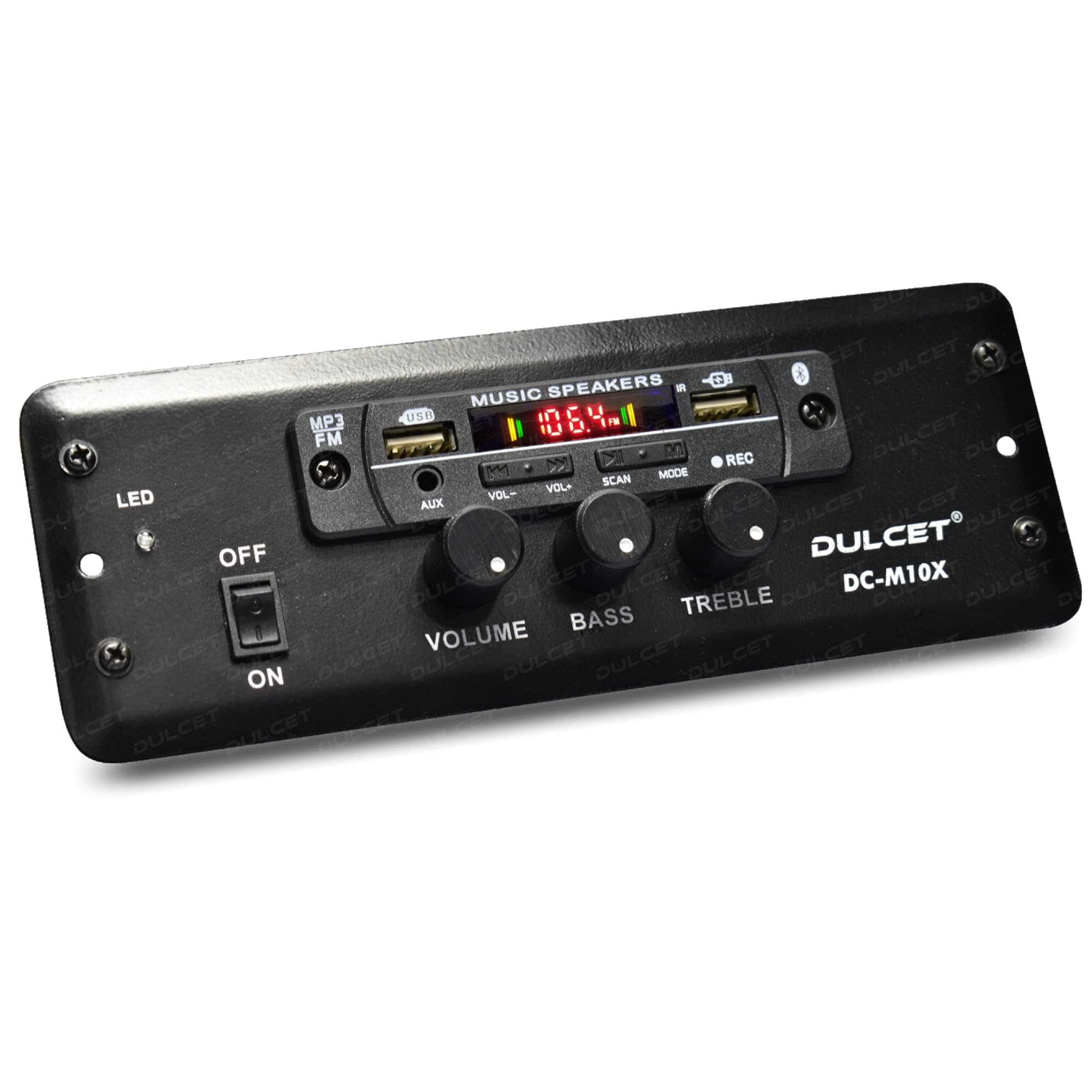Dulcet DC-M10X Double IC High Power Universal Fit Mp3 Car Stereo with Dual USB/Bluetooth/FM/AUX/Remote & Built-in Equalizer with Bass & Treble Control [Also, Includes a Free 3.5mm Premium Aux Cable]