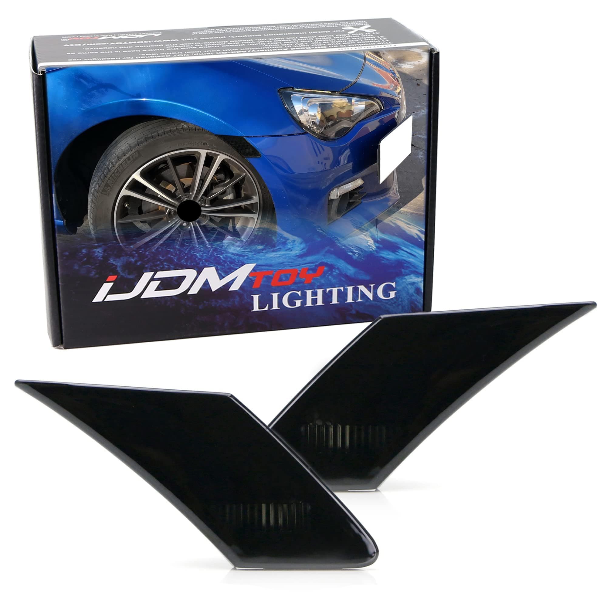 Smoked Lens Front Side Marker Lamp Housings, Compatible With 2013-2021 Subaru BRZ, 2013-16 Scion FR-S, 2017-2021 Toyota GT 86, Replace OEM Amber Sidemarkers