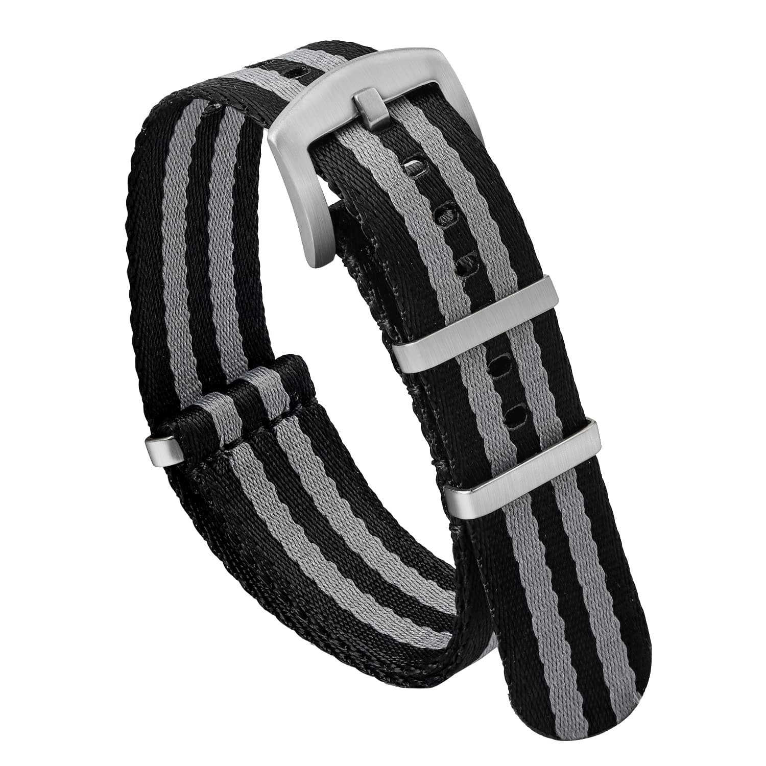 watchdives Nylon Watch Band 18mm 20mm 22mm Multicolor Replacement Watch Straps for Men Women (Black Gray, 20mm)