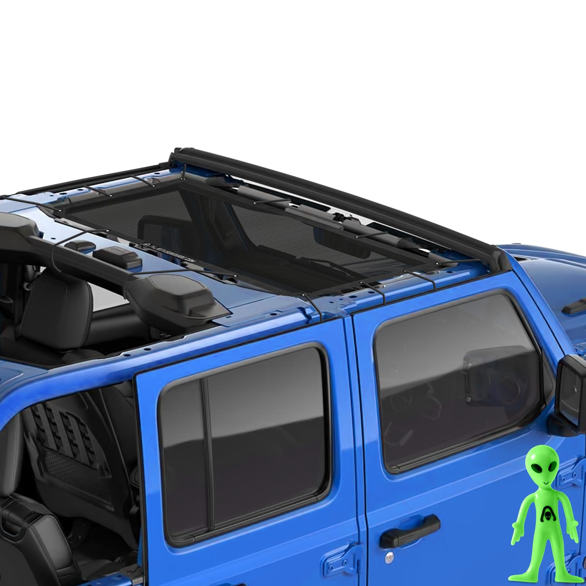Alien Sunshade Jeep Wrangler JL & JLU Black (2018-2023) Front Mesh Sun Shade for JL Unlimited, Blocks UV, Wind, Noise, Jeep Gifts, Bikini JLkini Top Cover for Sport, Sport S, Sahara, Rubicon
