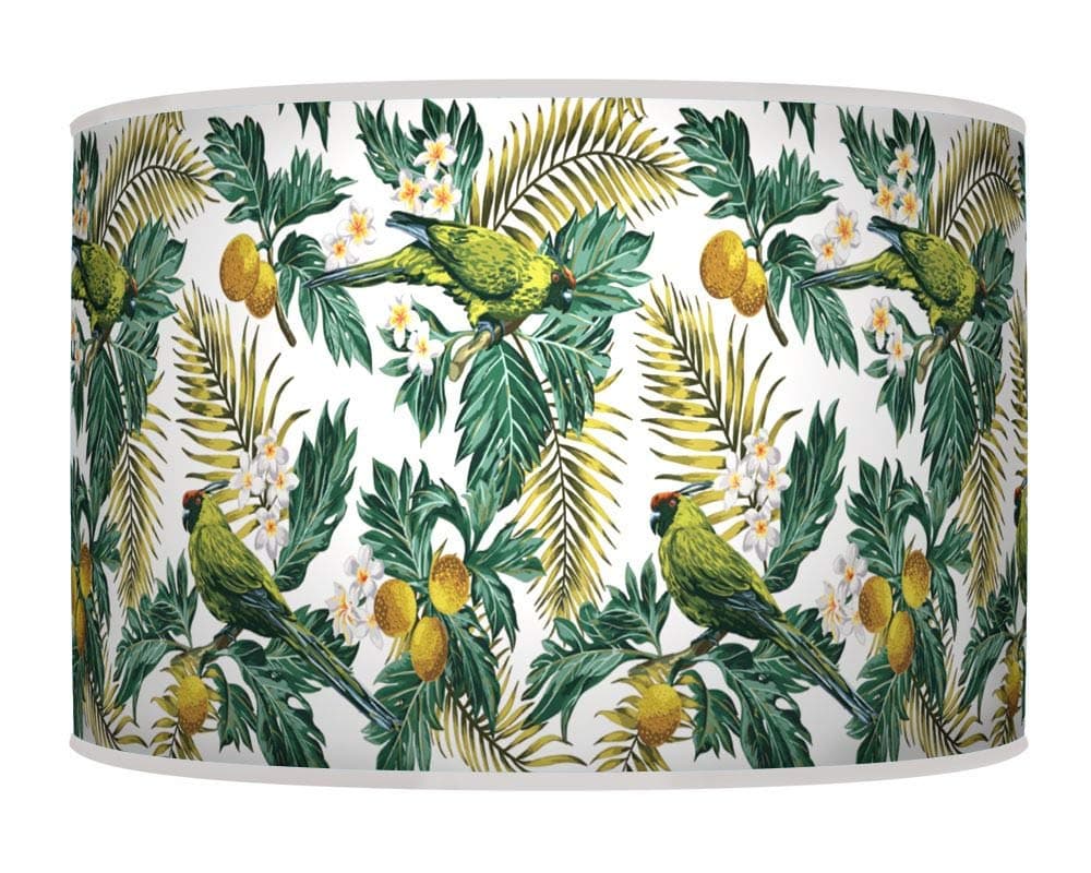 ARK HOUSE 60cm (24") Tropical Leaves Green Birds HANDMADE LAMPSHADE GICLEE PRINTED FABRIC PENDANT CEILING LIGHT SHADE 925 (For Table Or Floor Lamp)