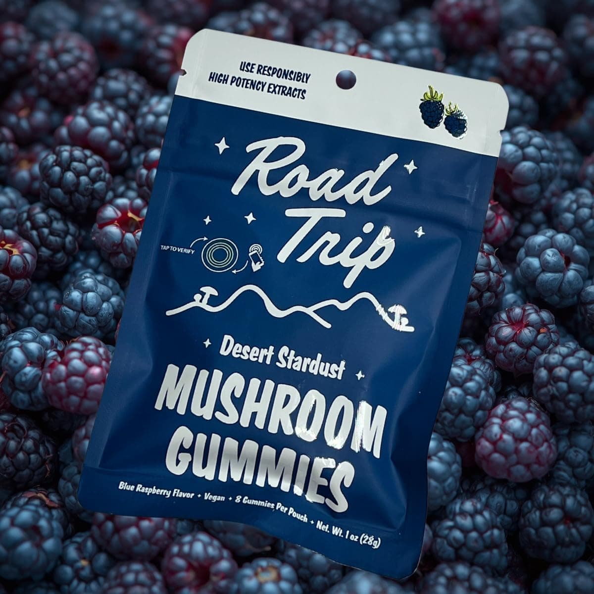 Road Trip - Desert Stardust - Mushroom Gummies - Nootropic Blend (1-Pack, Blue Raspberry)