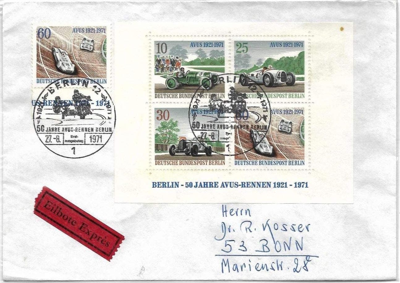Rare Germany Used Express Special Cancellation Miniature Sheet On Cover # 343