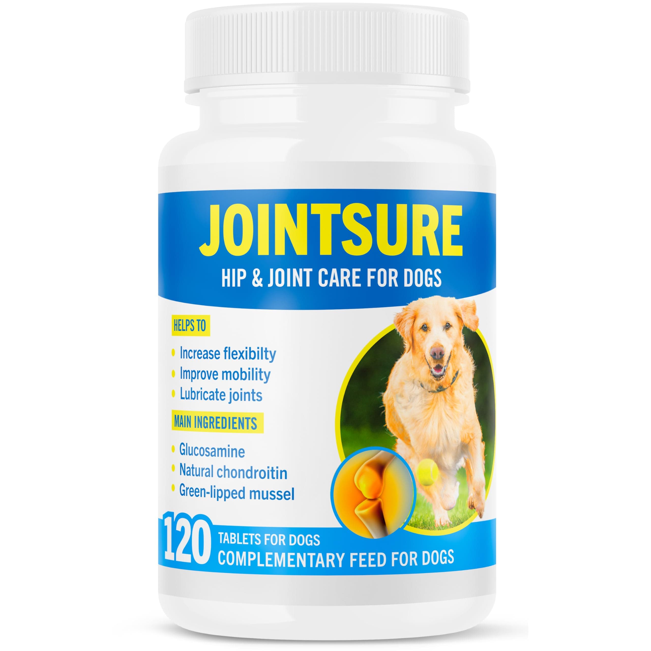 Hip and Joint Supplement for Dogs - Glucosamine for Dogs - Joint Support Supplement for Dogs with Glucosamine, Chondroitin and Green Lipped Mussels - 120 Tablets for All Breeds & Sizes