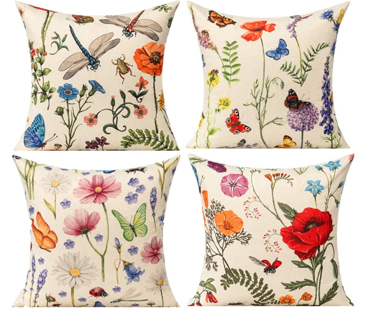 All Smiles Garden Flowers Outdoor Patio Throw Pillow Covers