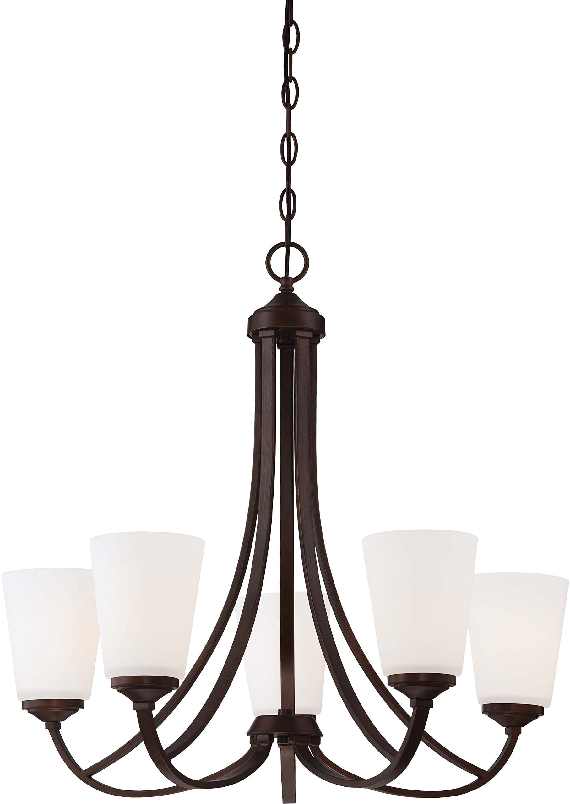 Minka Lavery 4965-284 Overland Park Glass 2 Tier with Shades Chandelier Lighting, 5 Light, 500 Watts, Vintage Bronze