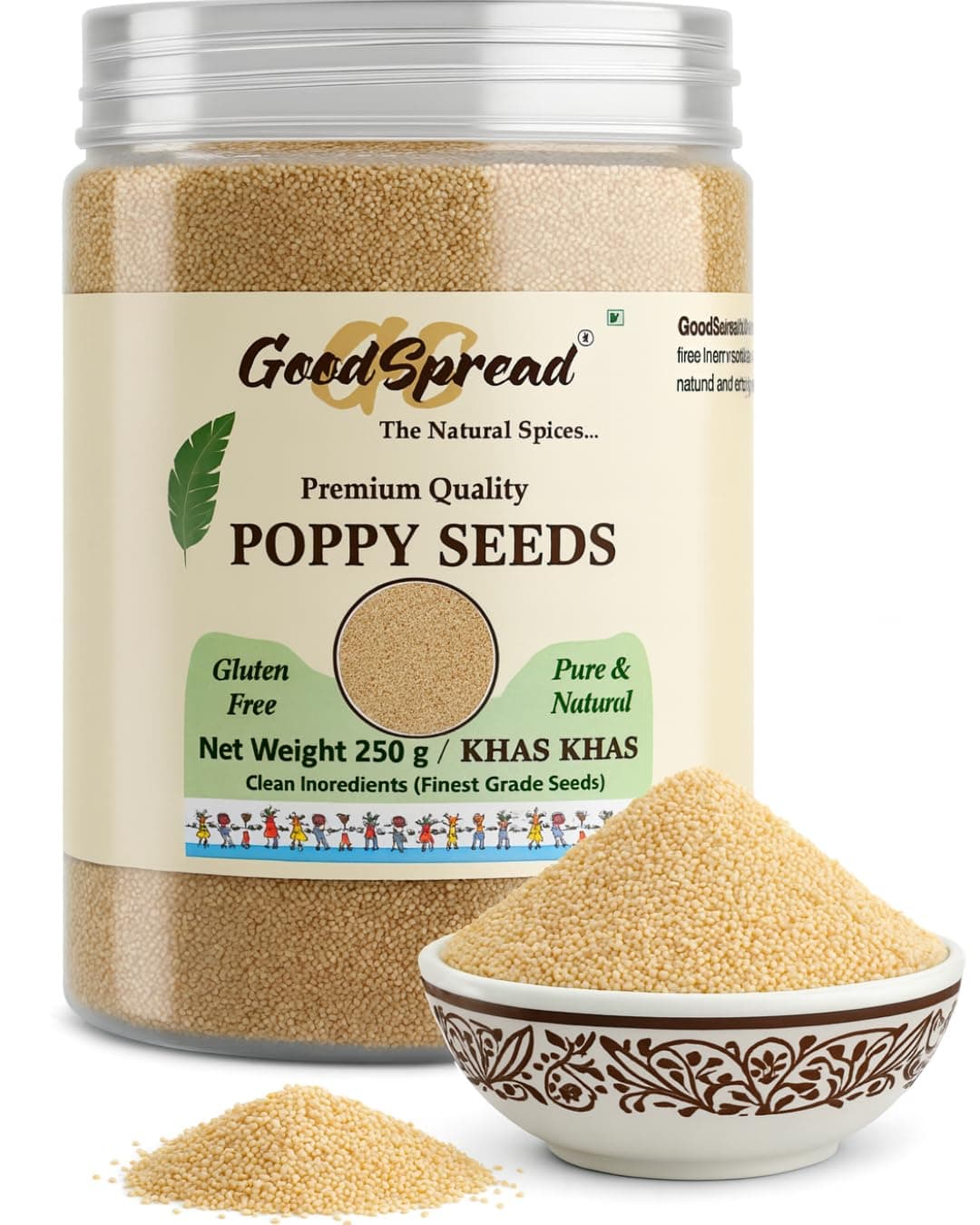 GoodSpread Natural Poppy Seeds 250 gm - Grade A Khas Khas for Health & Wellness | 100% Organic & Nutrient-Rich