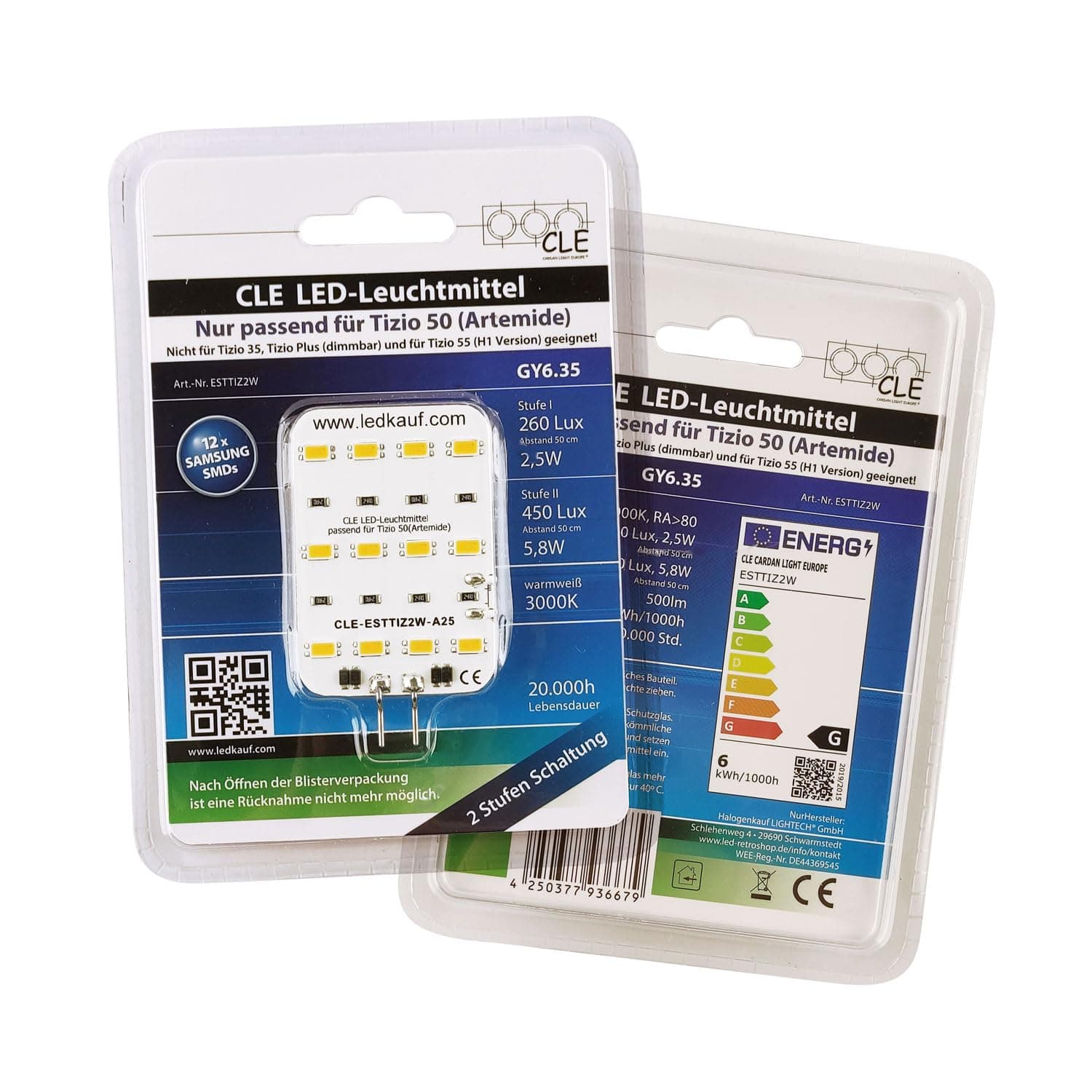 Replacement Bulb for Artemide Tizio 50 12 V GY6.35 Capsule 3000 K LED 6 Watt (50 Watt)